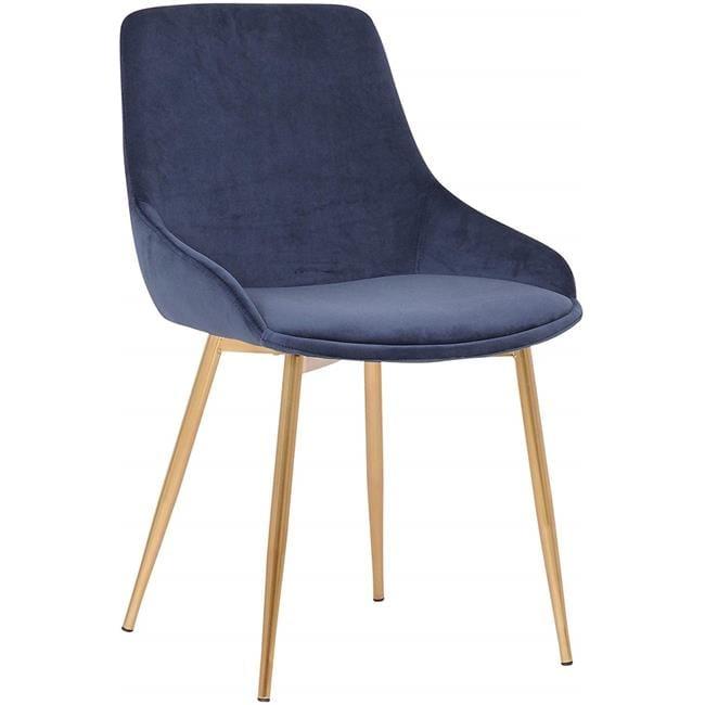 Heidi Blue Velvet Dining Chair with Gold Legs