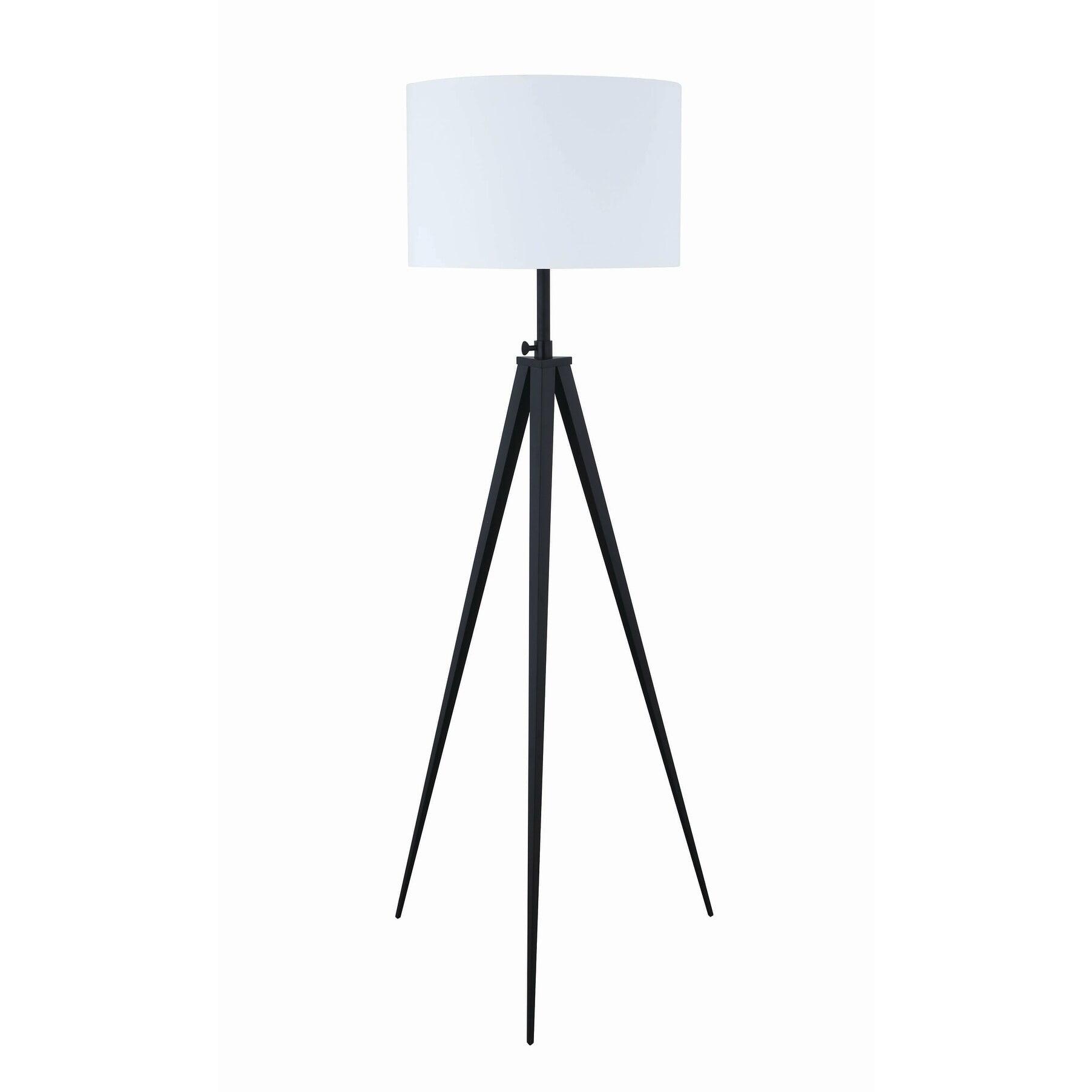 Elegant Adjustable White Fabric Shade Tripod Floor Lamp