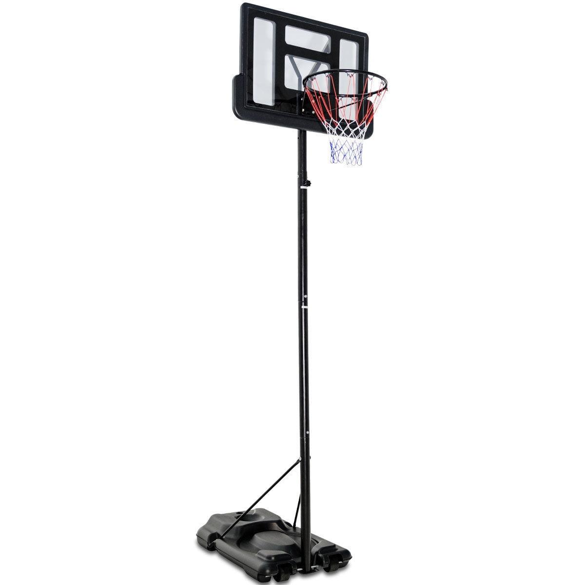 Adjustable Height Portable Black Basketball Hoop with PVC Backboard