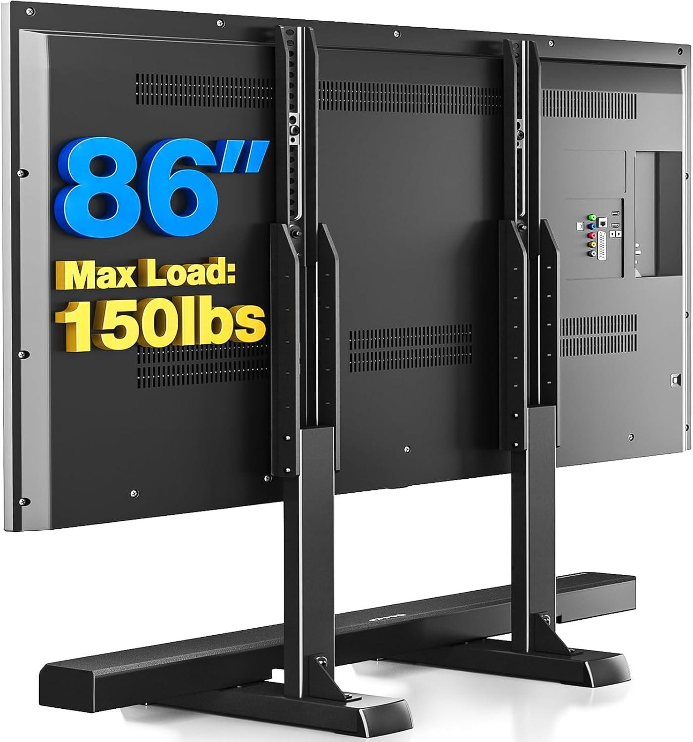 QUALITY FLOORING INC. Table Top TV Stand With Height Adjustable TV Legs, TV Stands Base With Cable Management For Most 37 To 86 Inch Flat Or Curved Tvs, Steel TV Feet Holds Up To 150 Lbs, Max VESA 800X600mm