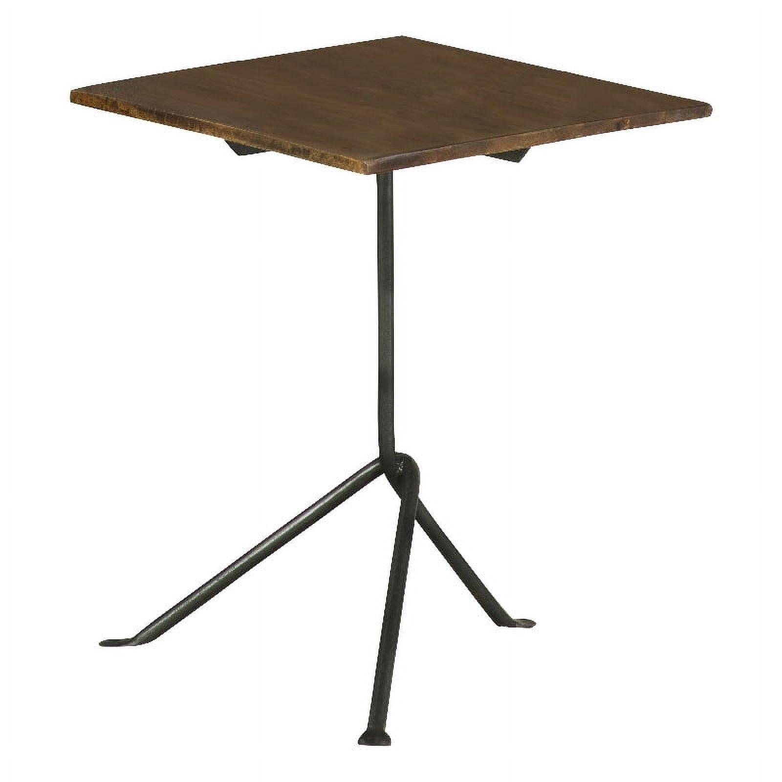 Heitor Dark Brown Mango Wood Square Accent Table with Gunmetal Tripod Legs