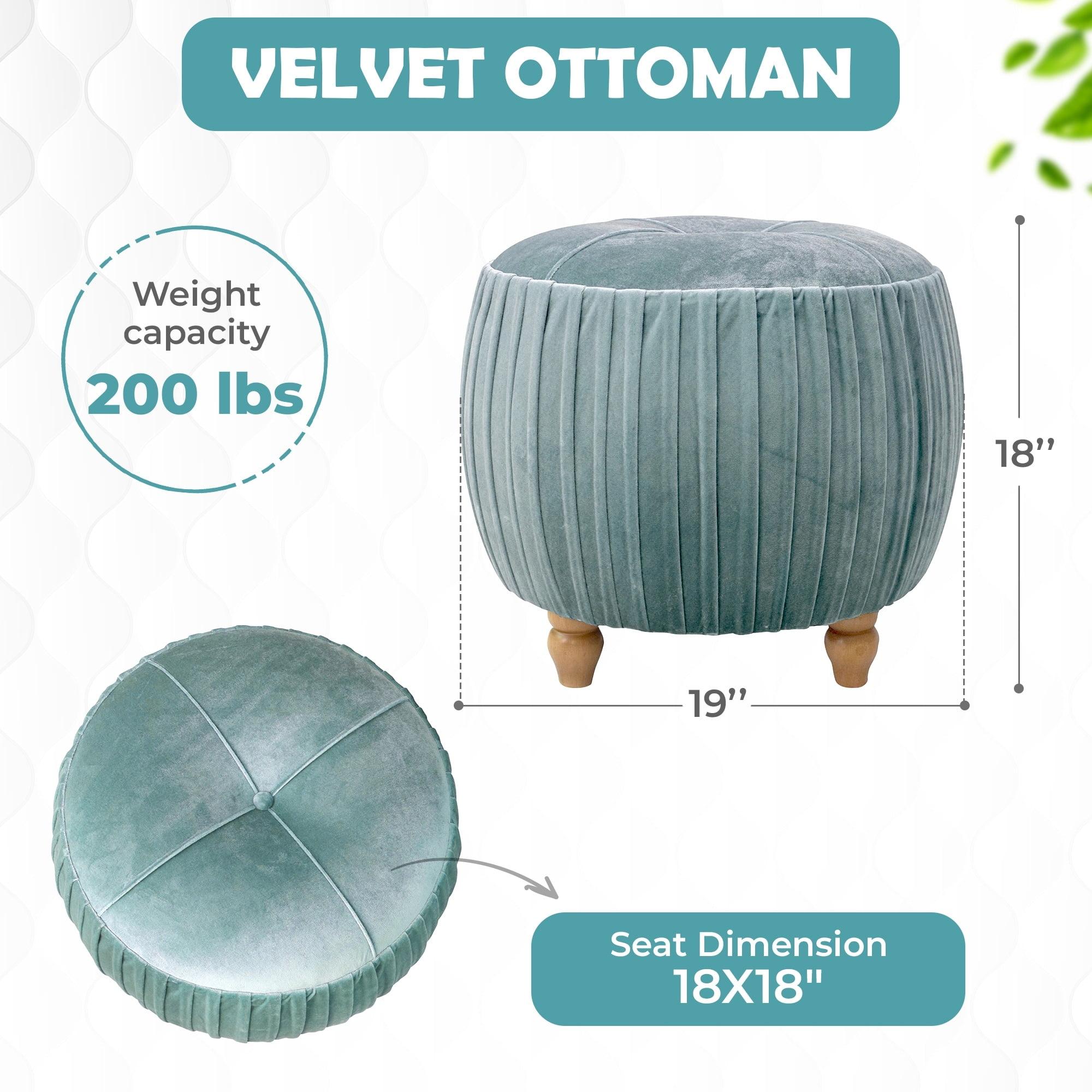 Helena Velvet Small Round Ottoman Emerald Medium