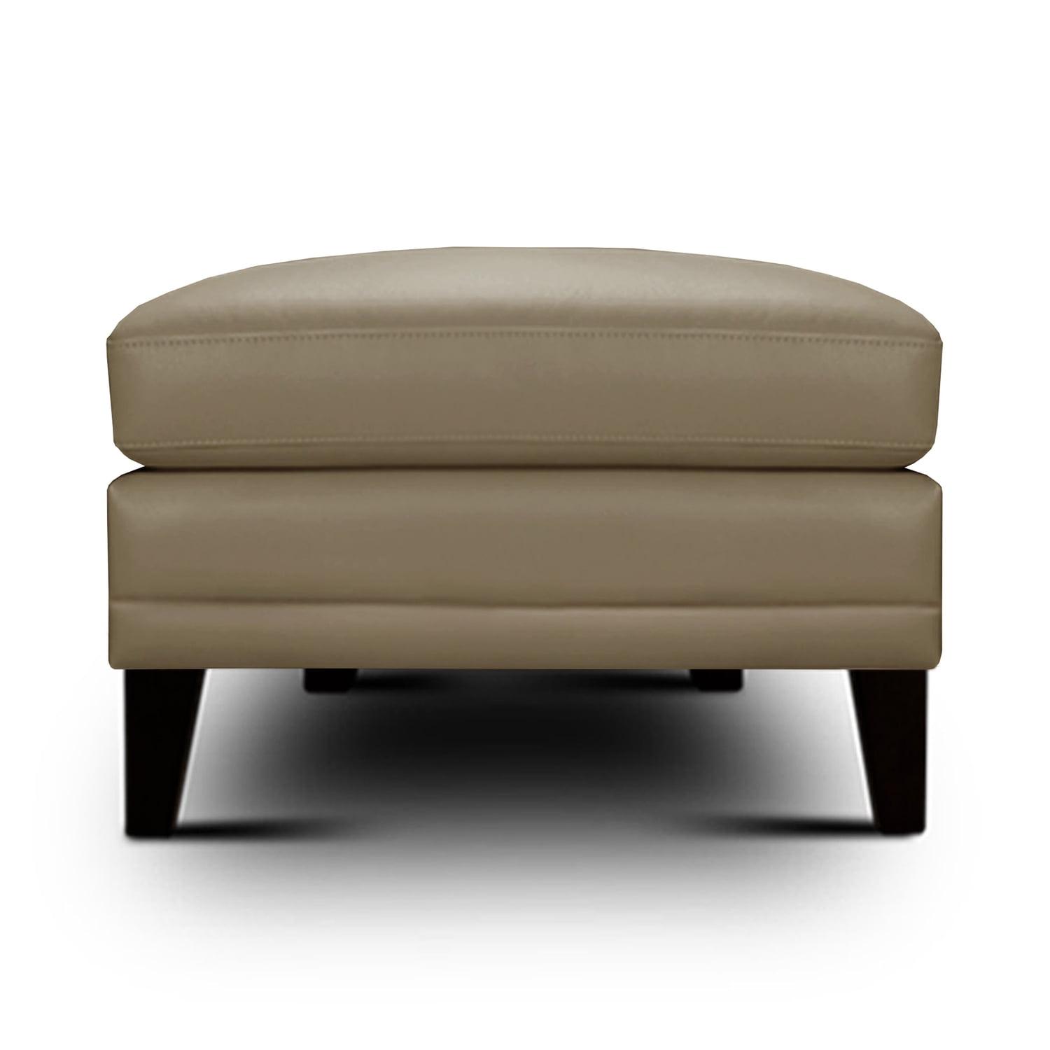 Hello Sofa Home Sienna Mid-Century Modern Top Grain Leather Ottoman in Beige