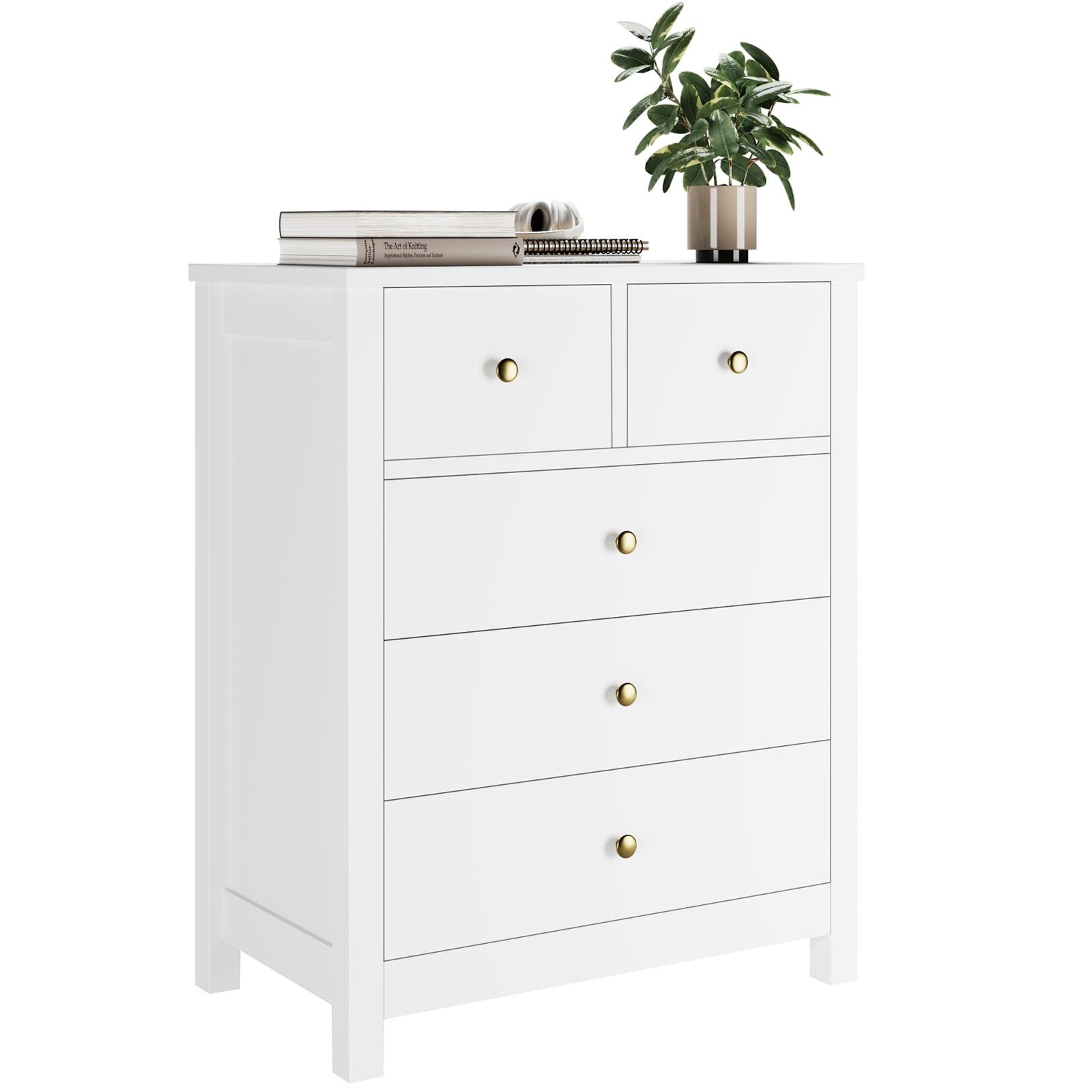 Faitaliicy Dresser for Bedroom, 5 Drawer Dresser Wood Dresser with Metal Handle, Modern Chest of Drawers for Bedroom, Entryway, Hallway