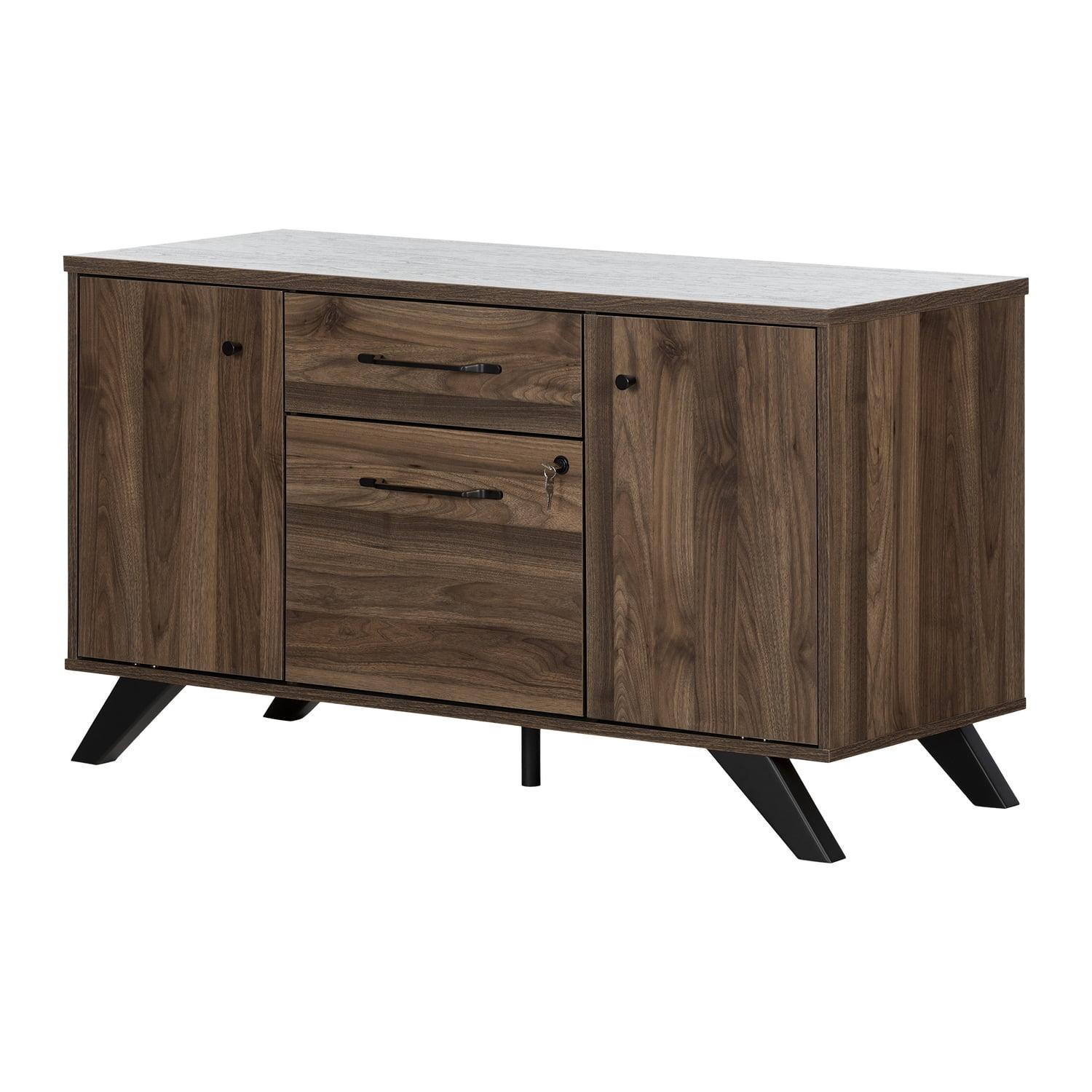 Natural Walnut 47.75'' Wide Filing Credenza with Locking Drawer