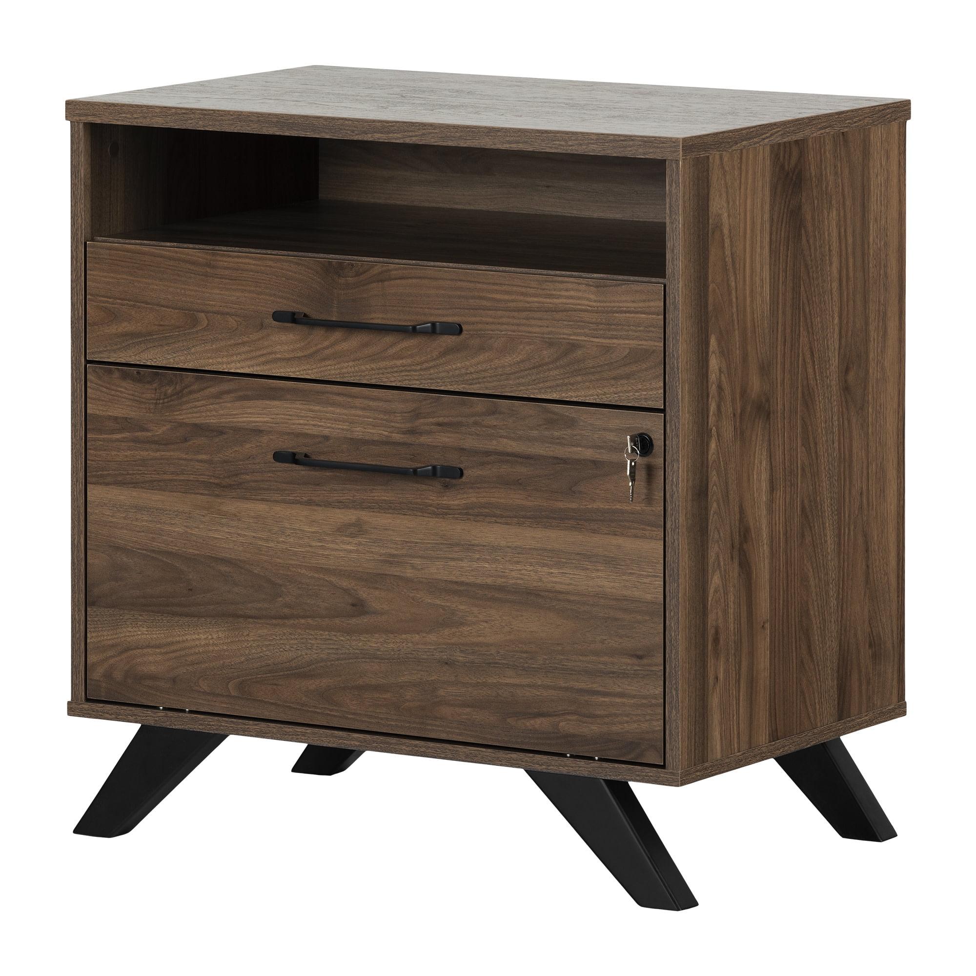 Natural Walnut 2-Drawer Lockable Lateral File Cabinet