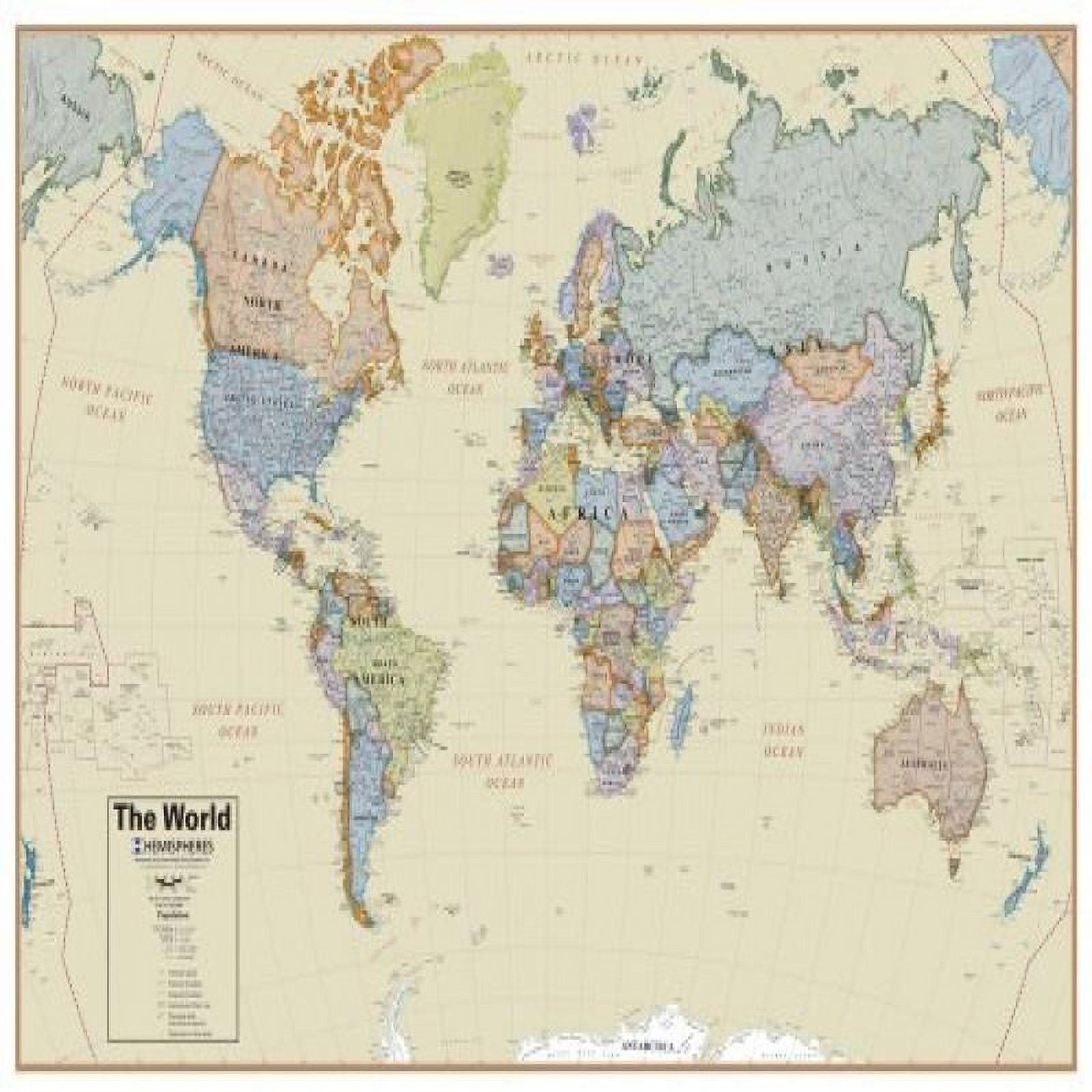 Hemispheres Boardroom Series World Laminated Wall Map