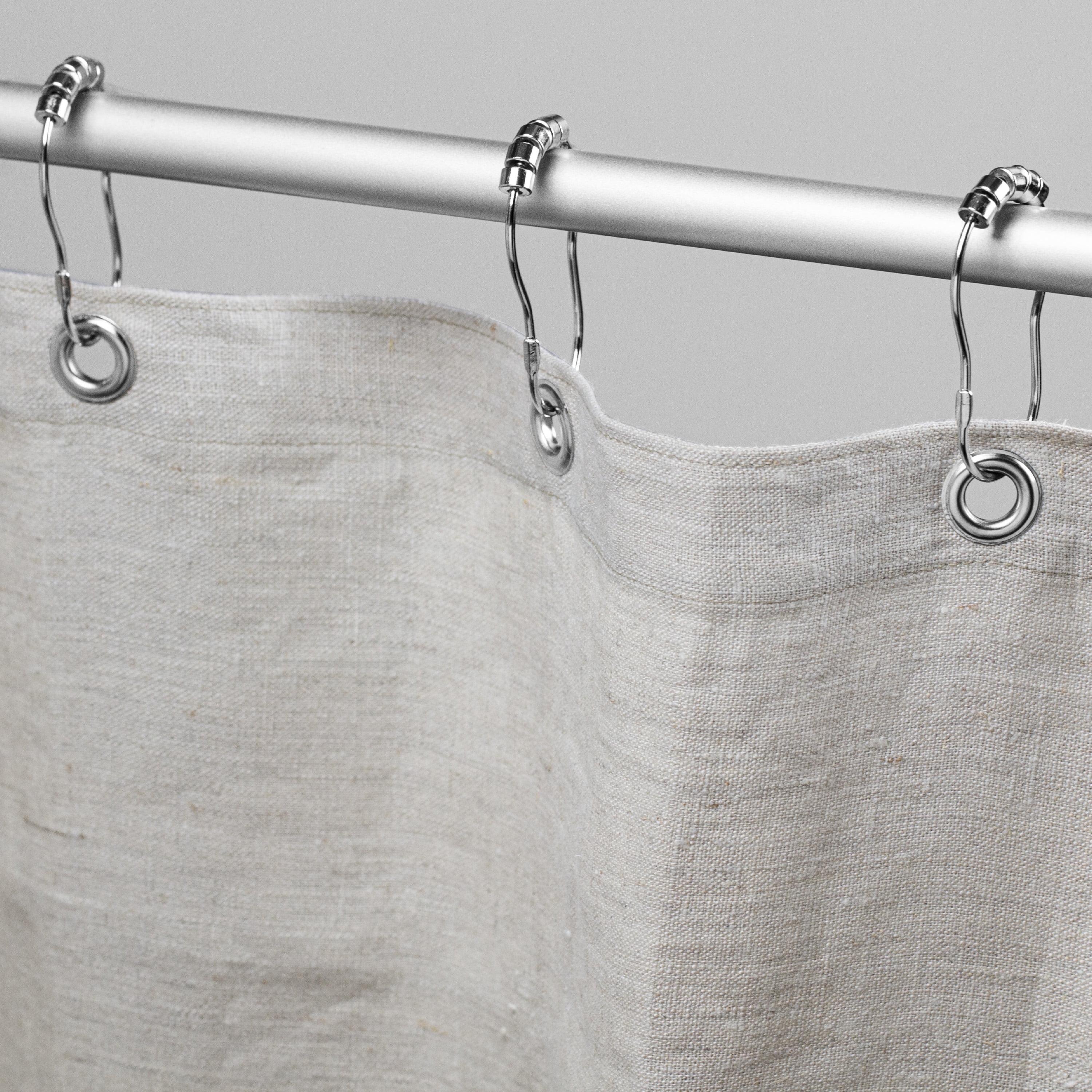 Natural Hemp 36x74" Stall Shower Curtain - Natural fabric Leakproof curtain for luxury bathroom decor - White