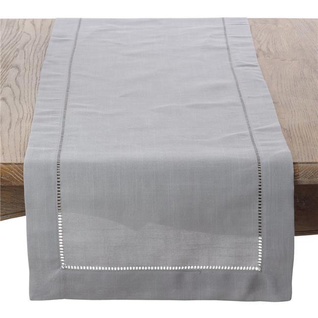 Gray Hemstitched Polyester Table Runner 16 x 54 Inches