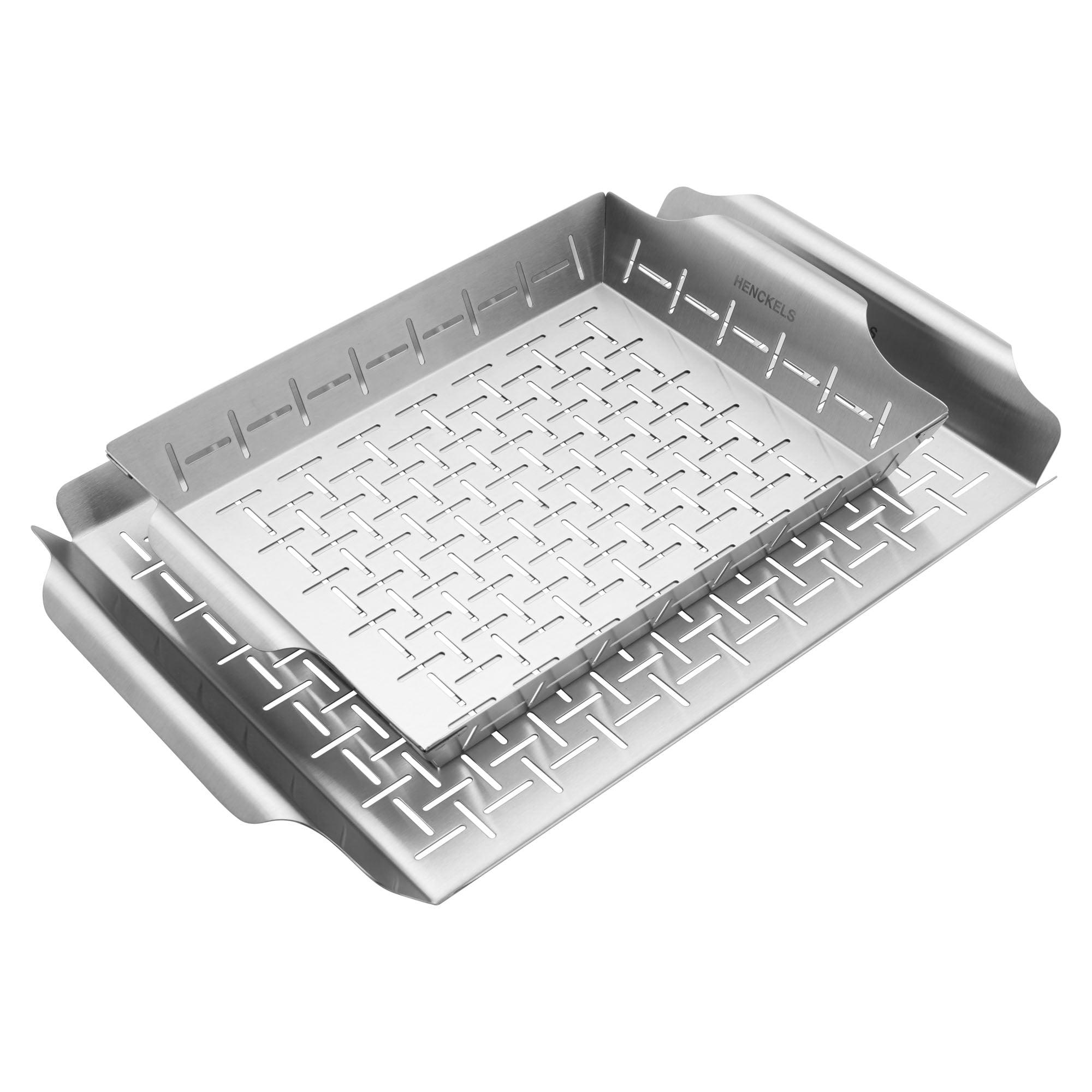 HENCKELS BBQ 2-Piece Stainless Steel Grill Topper And Basket Set