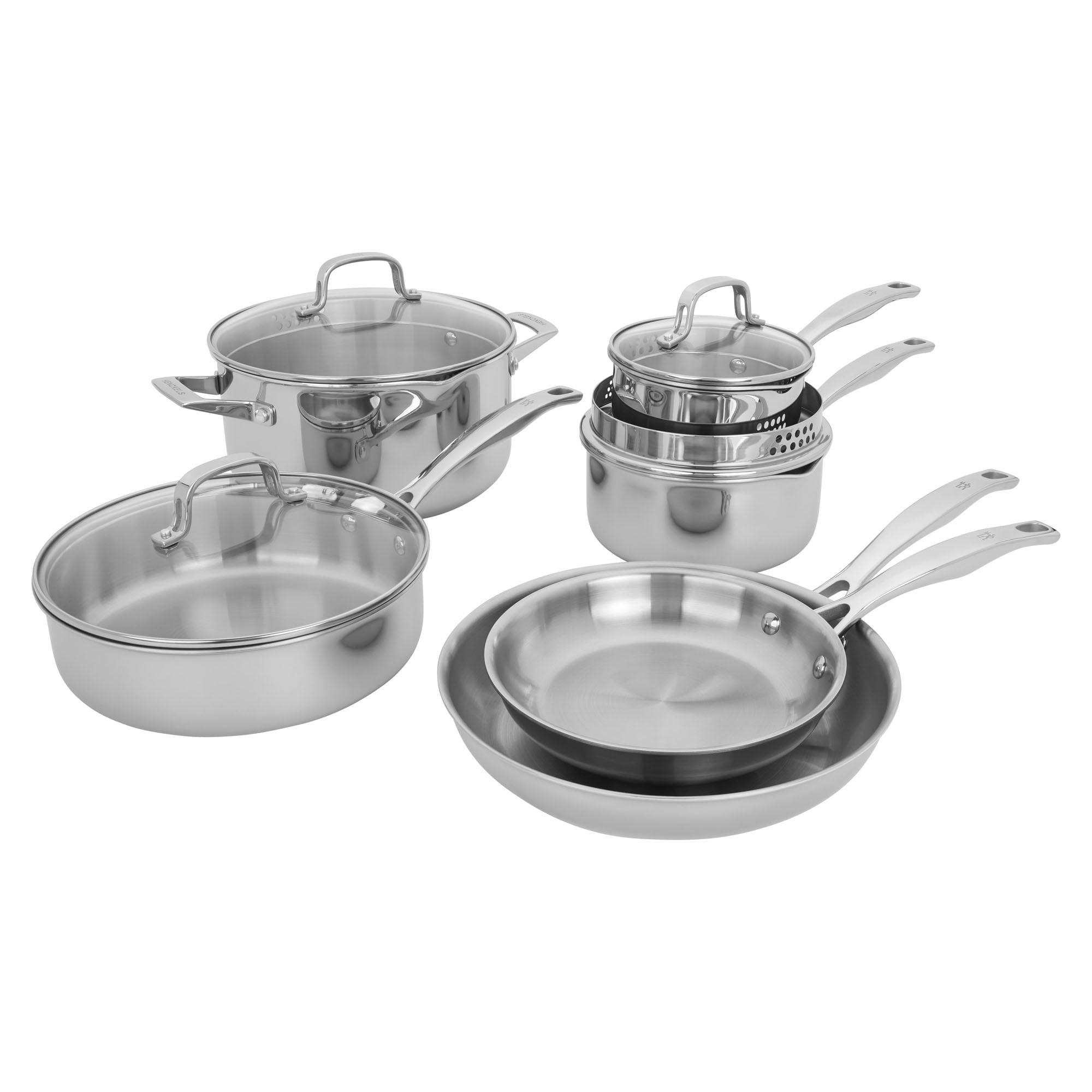 Henckels Clad H3 10-Piece Stainless Steel Cookware Set with Glass Lids