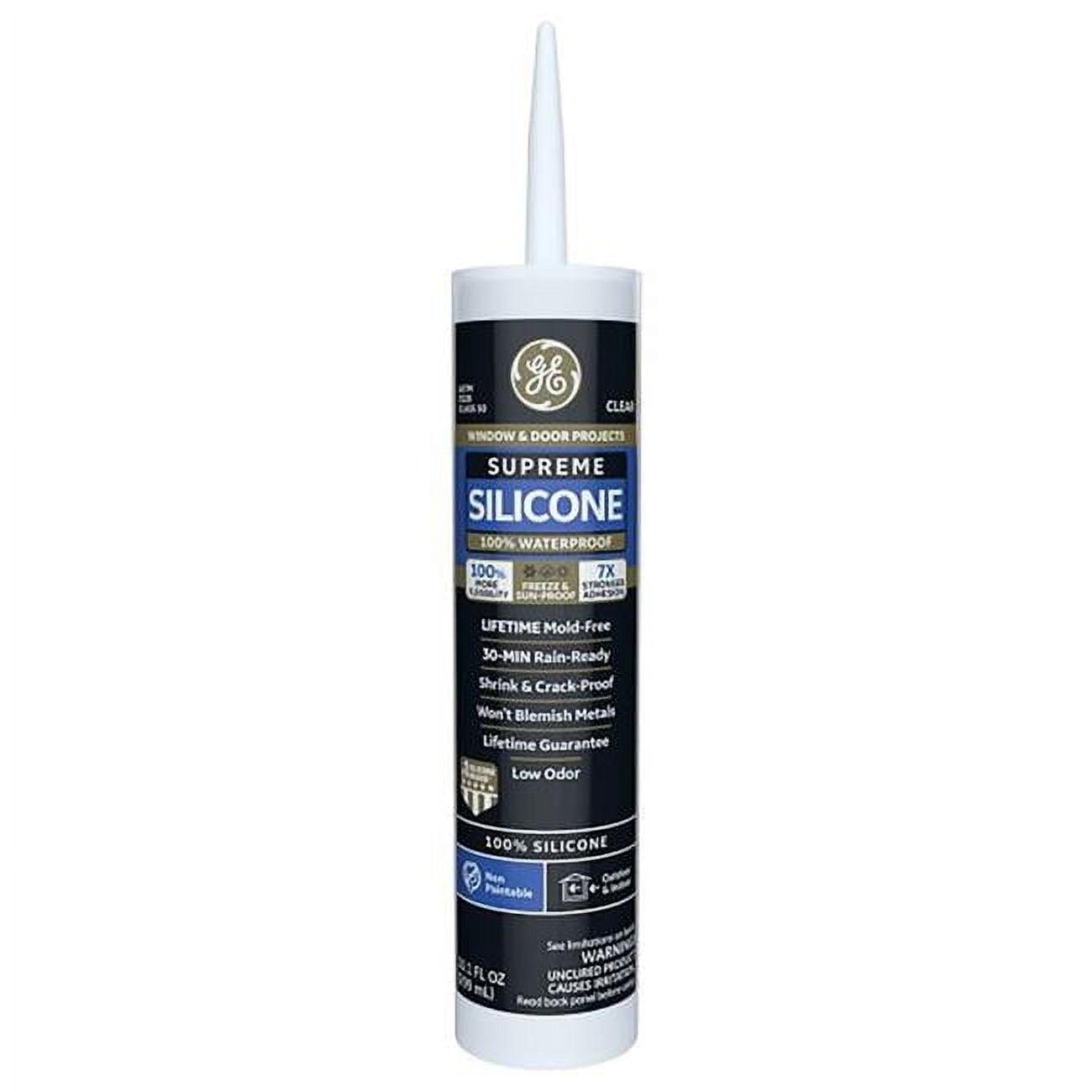 GE Supreme Silicone Window & Door Sealant, Pack of 1, Clear 10.1 fl oz Cartridge