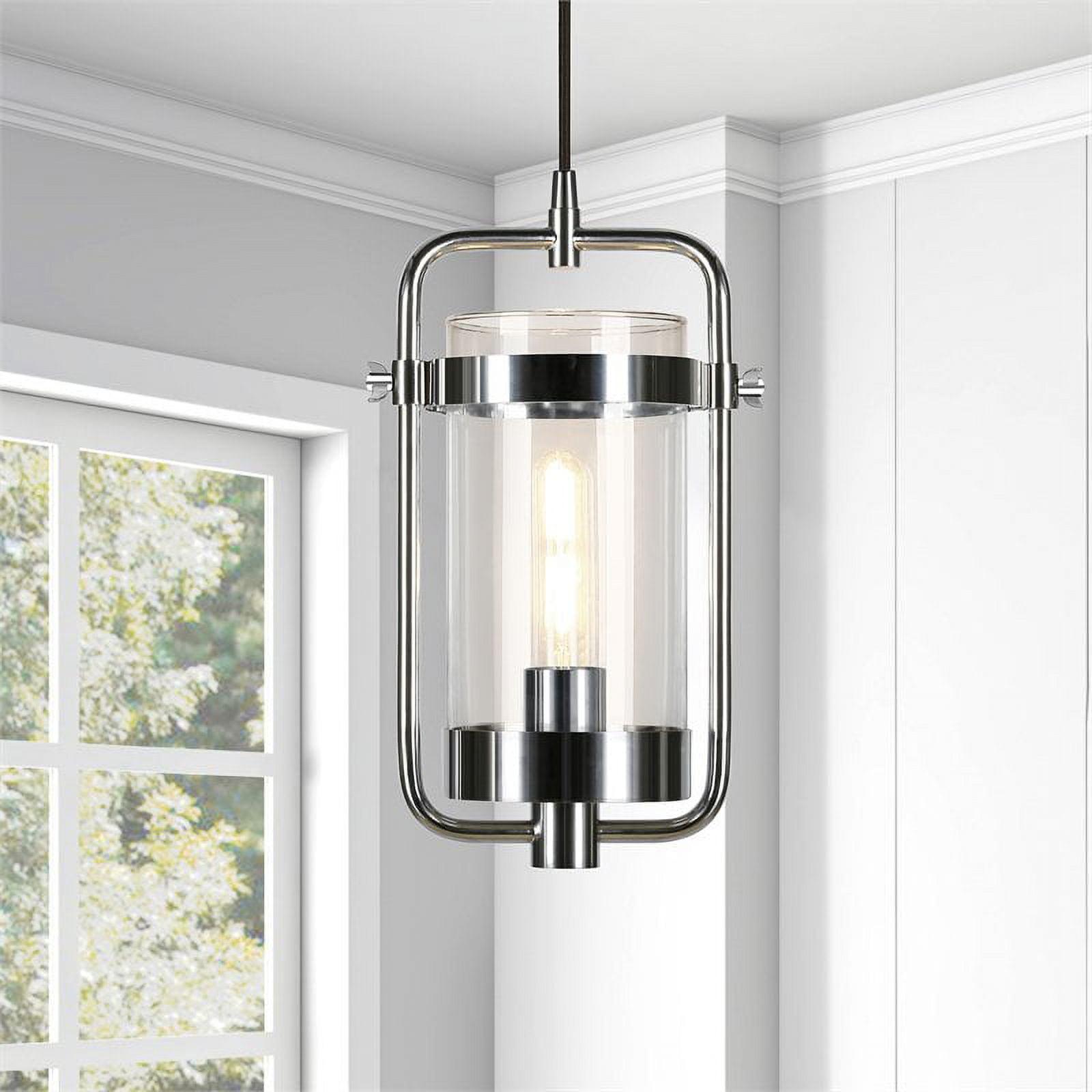 Orion Brushed Nickel Dome Pendant with Clear Glass Shade