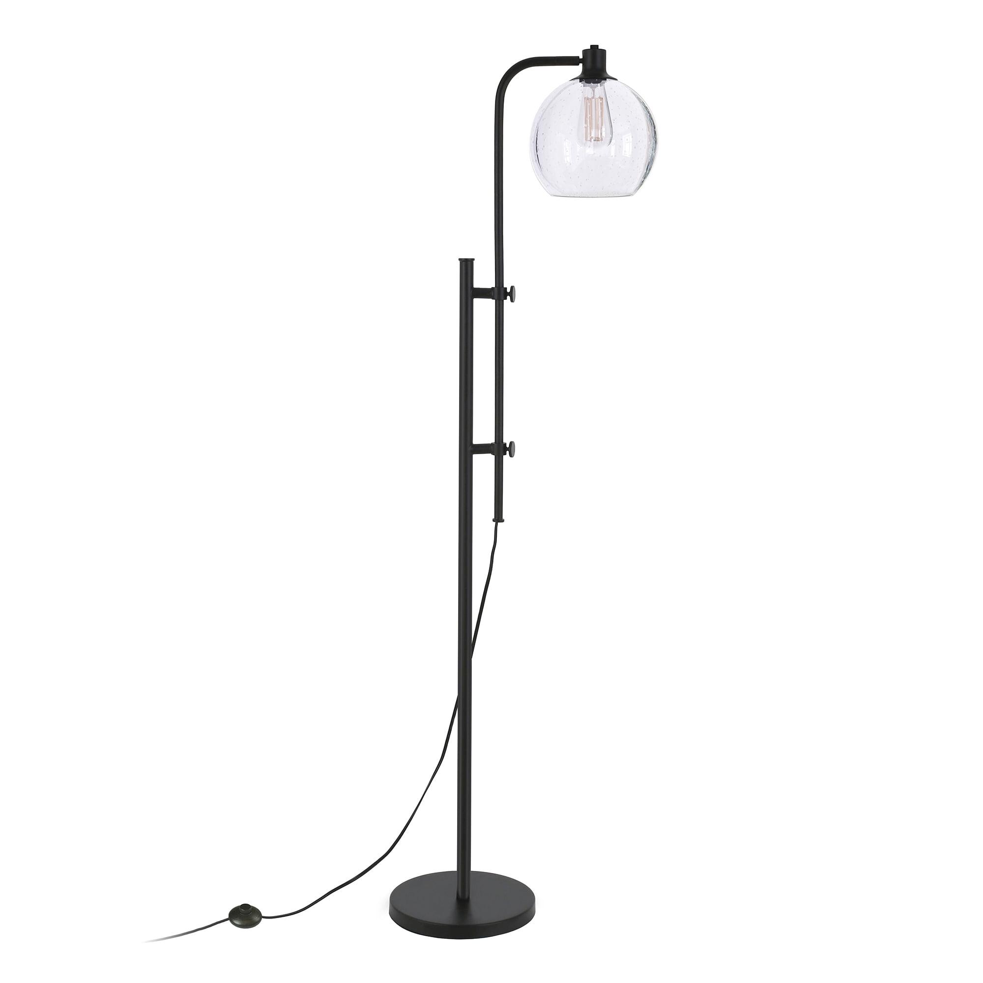 Adjustable Bronze Floor Lamp with Seeded Glass Shade