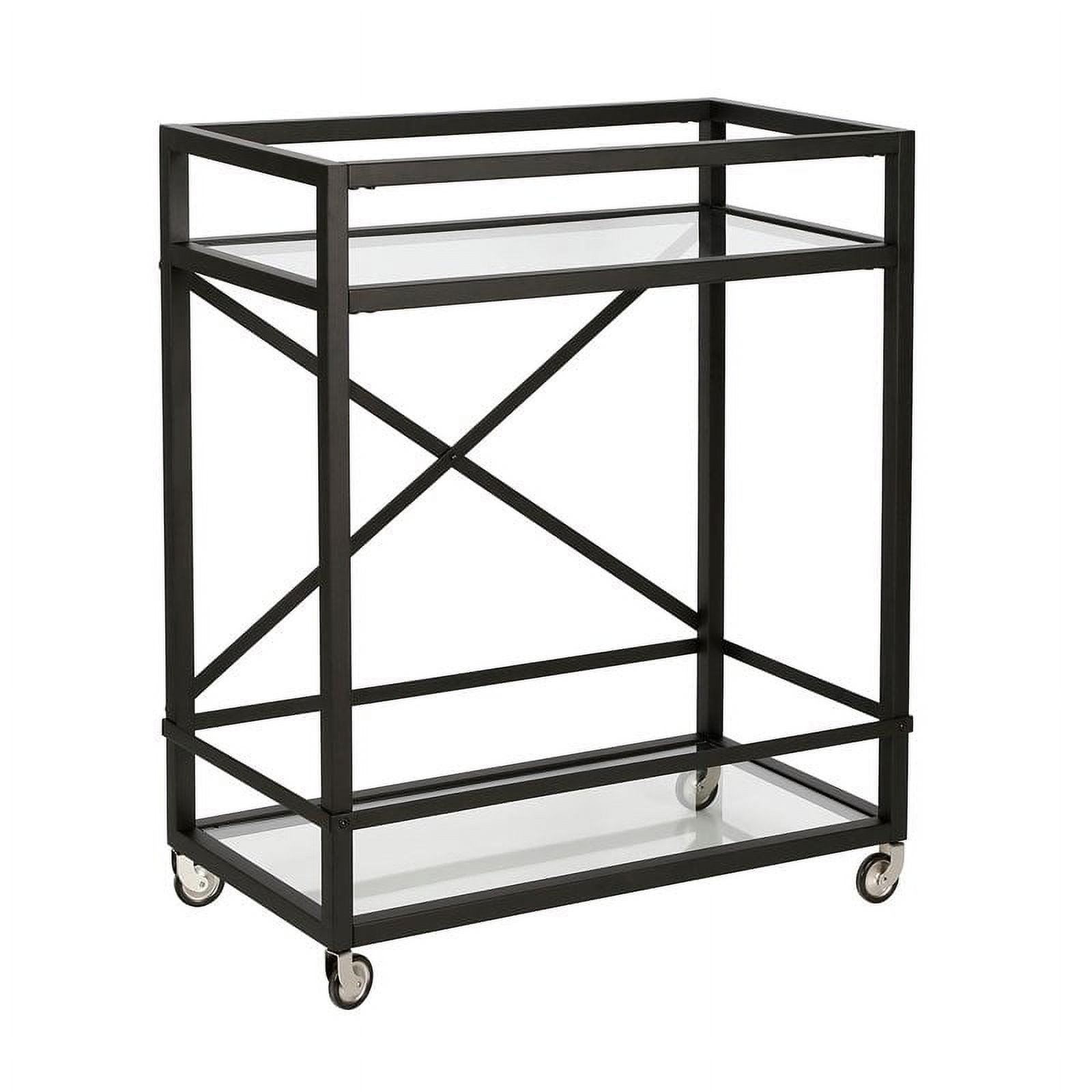 Evelyn&Zoe 30" Blackened Bronze Metal/Glass Bar Cart