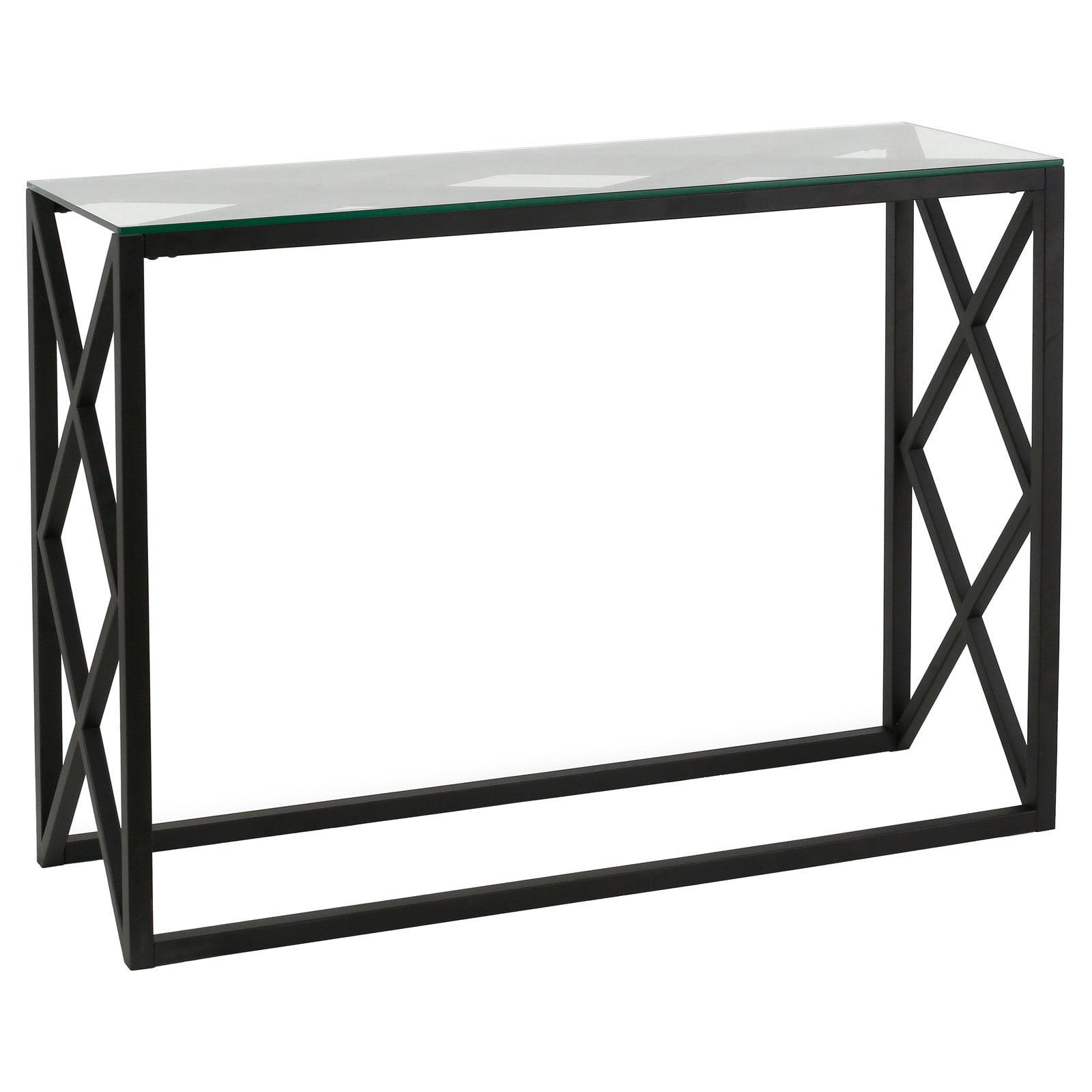 Dixon 42" Blackened Bronze Metal and Glass Console Table with Storage