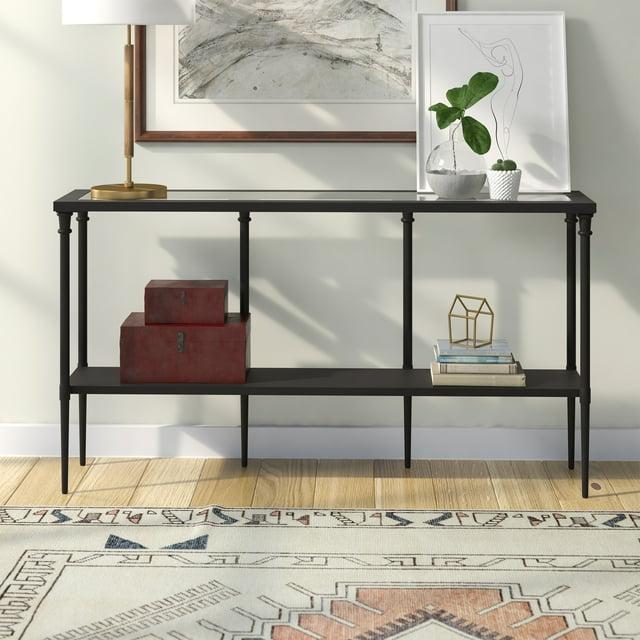 Henn&Hart 55" Blackened Bronze Metal/Glass Console Table