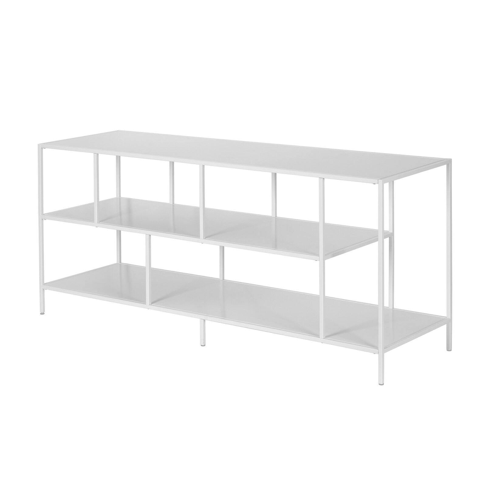 Matte White 55" Steel 3-Shelf TV Stand