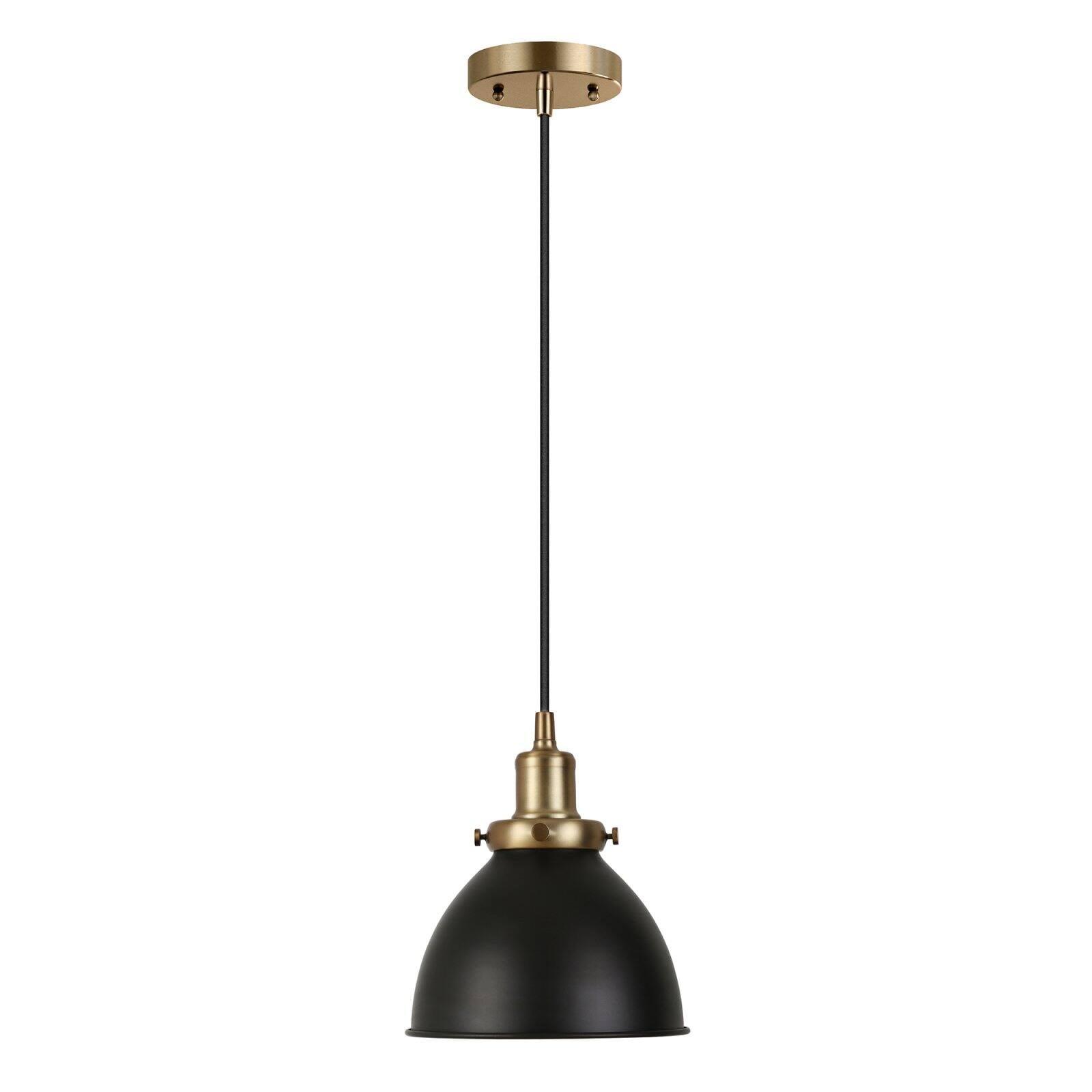 Madison 8'' Matte Black and Brass Industrial Pendant Light