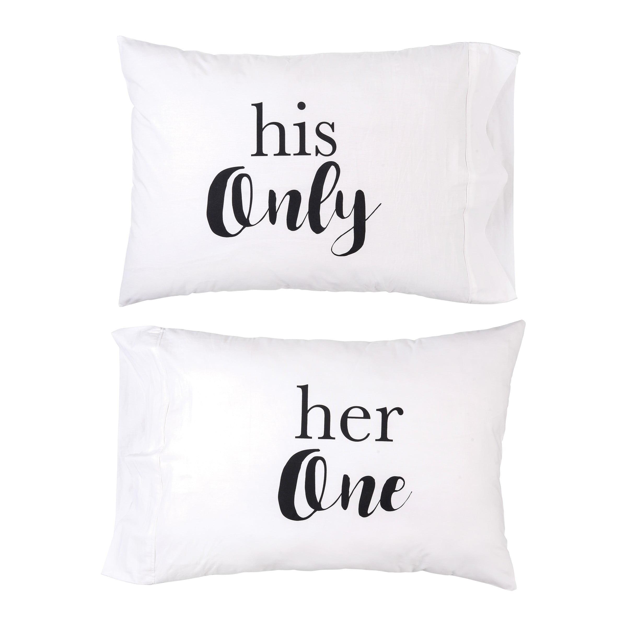 His & Hers White Cotton Standard Pillowcase Set