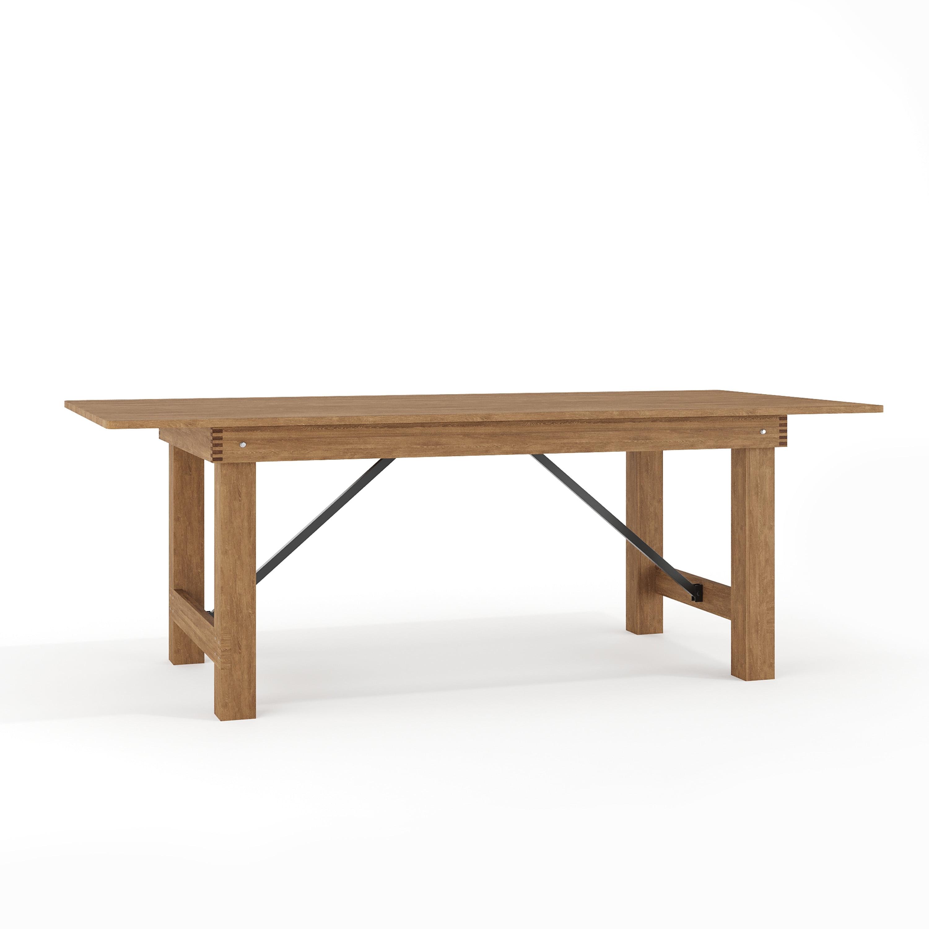 Hercules Series 7' x 40" Rectangular Rustic Solid Pine Folding Dining Table