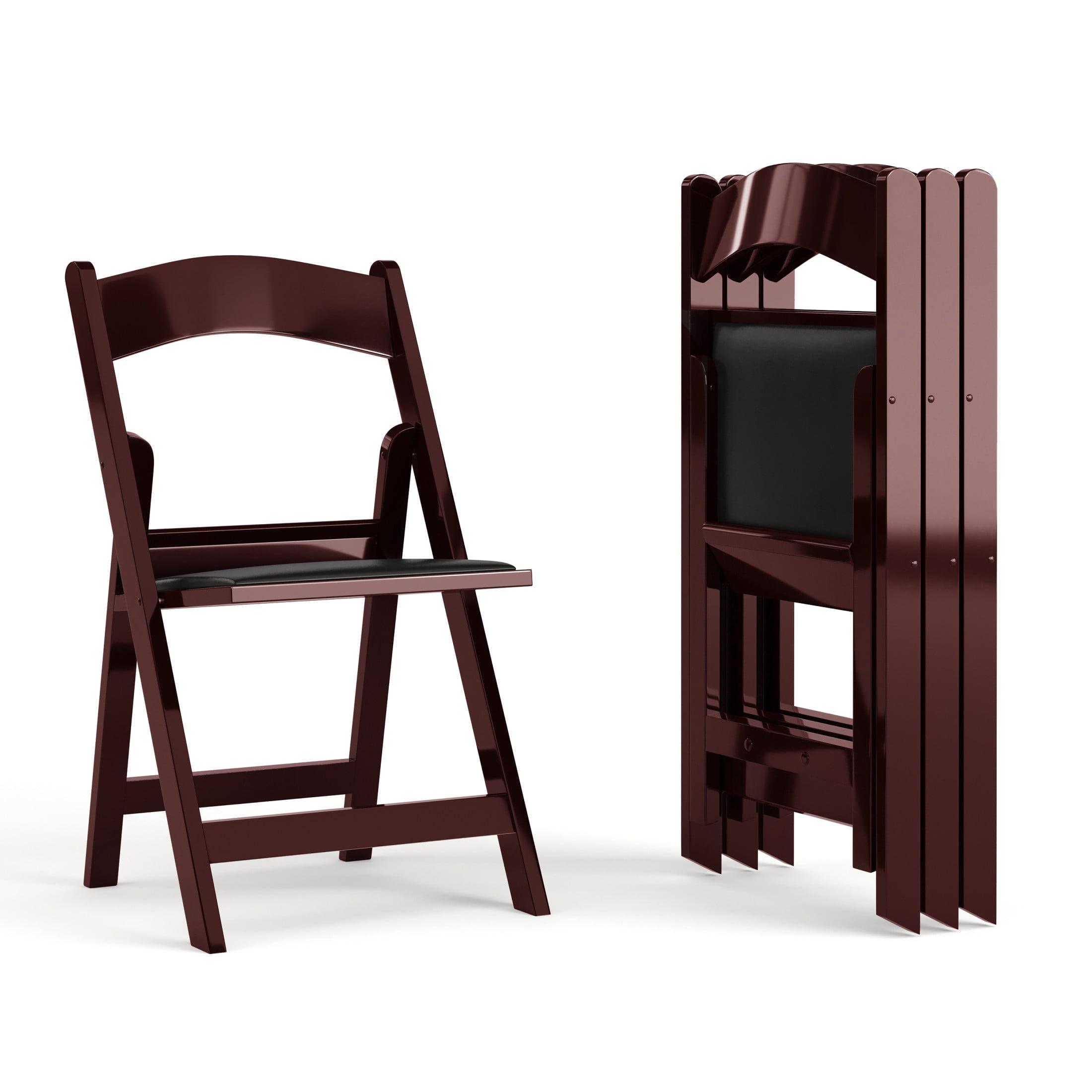 Flash Furniture Hercules Folding Chair - Red Mahogany Resin - 4 Pack 800LB Weight Capacity Comfortable Event Chair - Light Weight Folding Chair