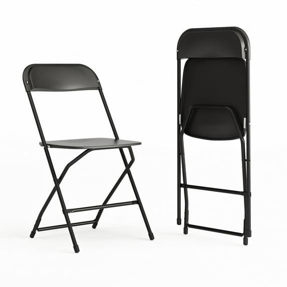 Flash Furniture Hercules Series Plastic Folding Chair Black - 2 Pack 650LB Weight Capacity Comfortable Event Chair-Lightweight Folding Chair