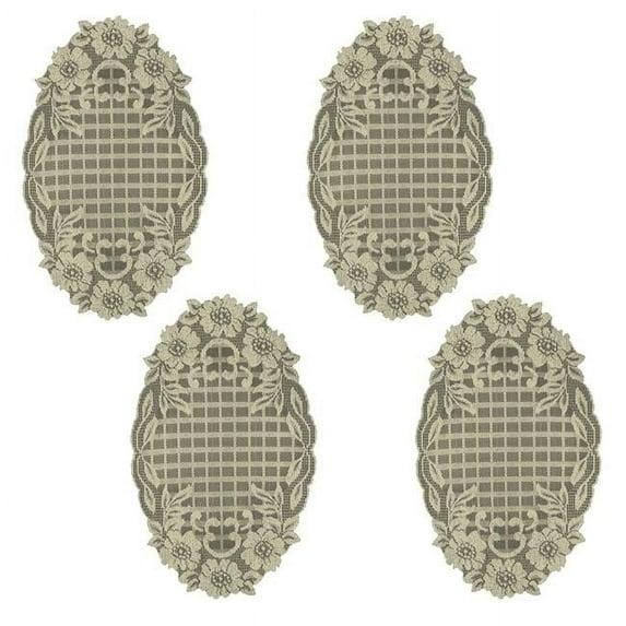 Heritage Lace FT-1118L-S 11 x 18 in. Floral Trellis Doilies, Linen - Set of 4