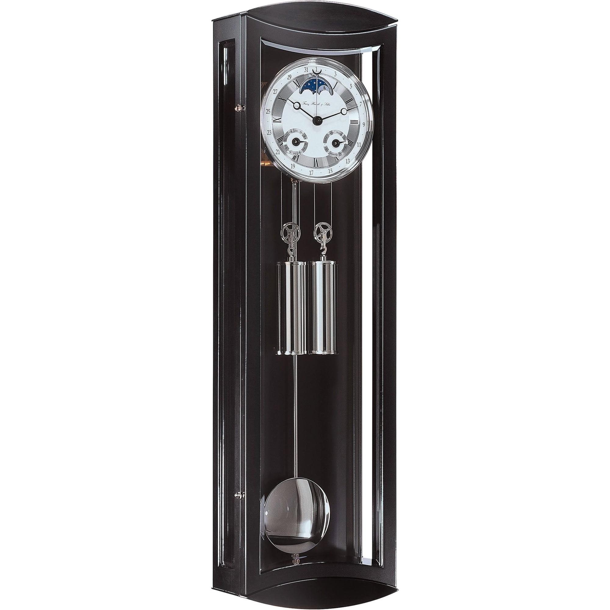 Hermle 31" Black and Silver Rectangular Regulator Pendulum Wall Clock