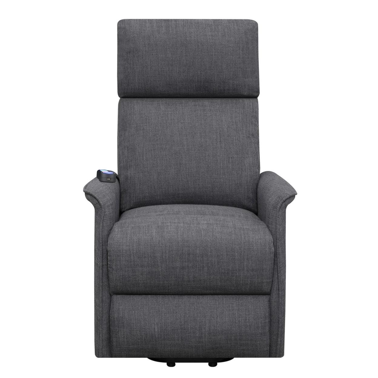 Coaster Herrera Fabric Power Lift Recliner with Wired Remote in Charcoal