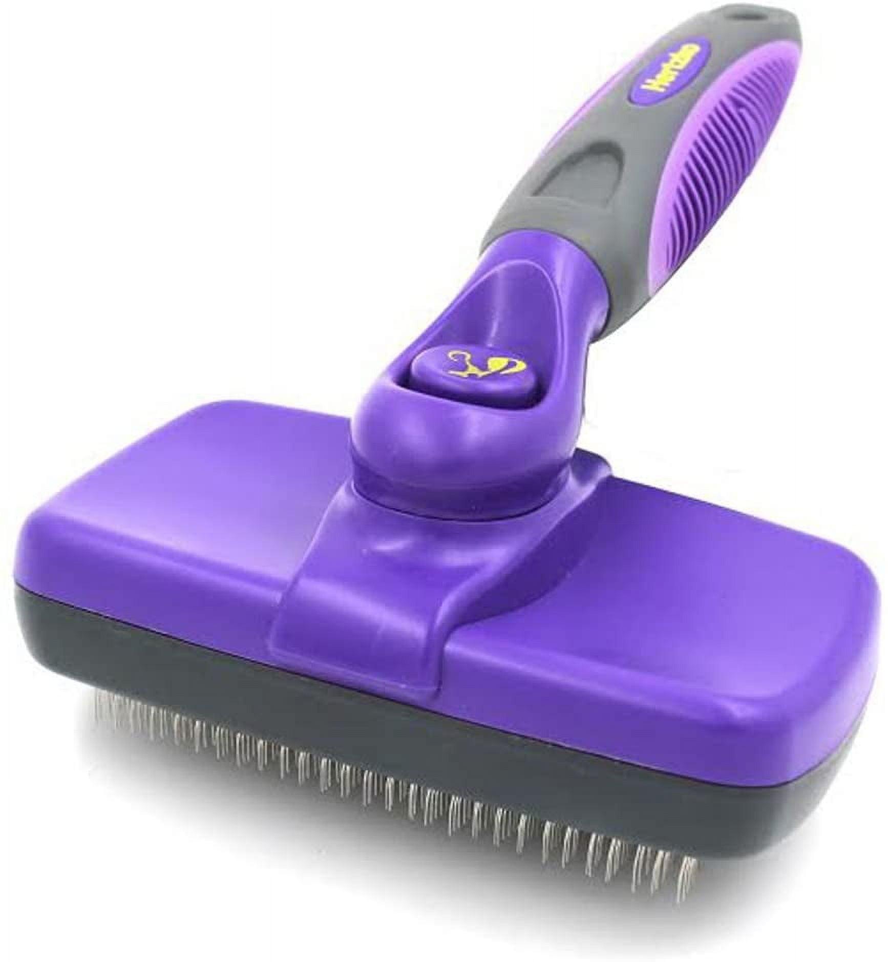 Purple Self-Cleaning Slicker Brush for Dogs and Cats