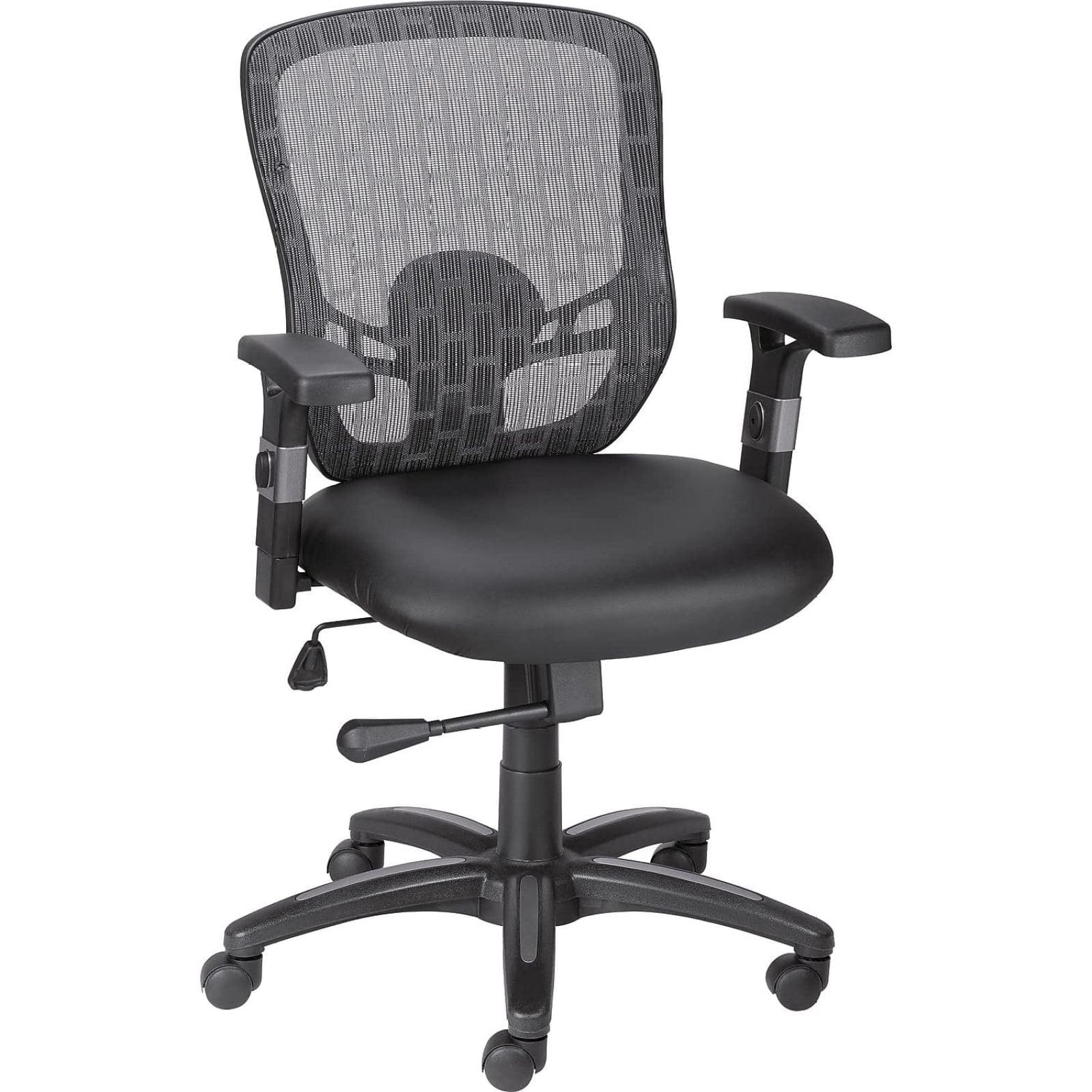 LuxComfort Black Mesh & Faux Leather Adjustable Task Chair