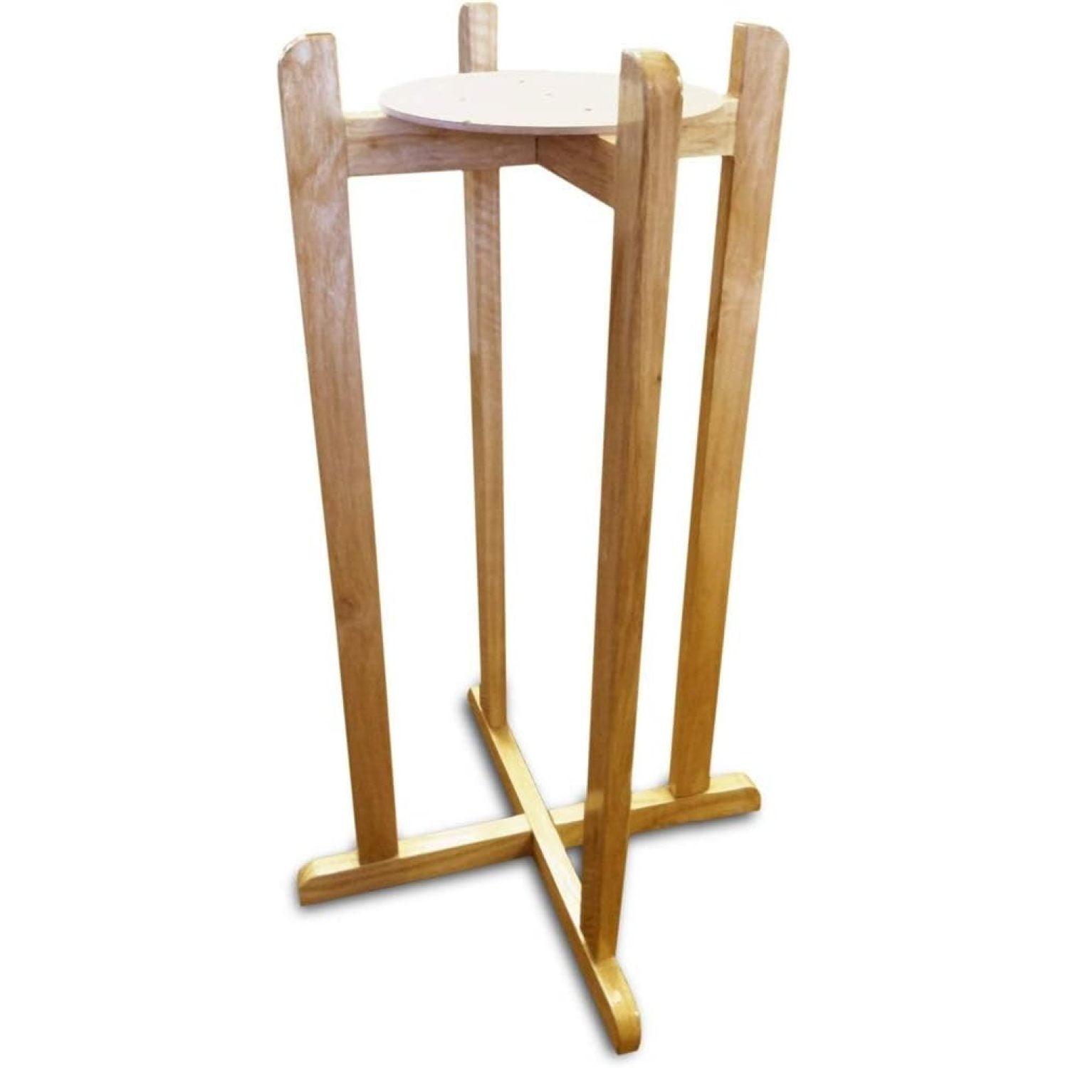 HetayC Floor Wood Stand Natural Varnish, 27" for Water Crock, Water Bottles, 3 & 5 Gallon Water Jug, and Plants