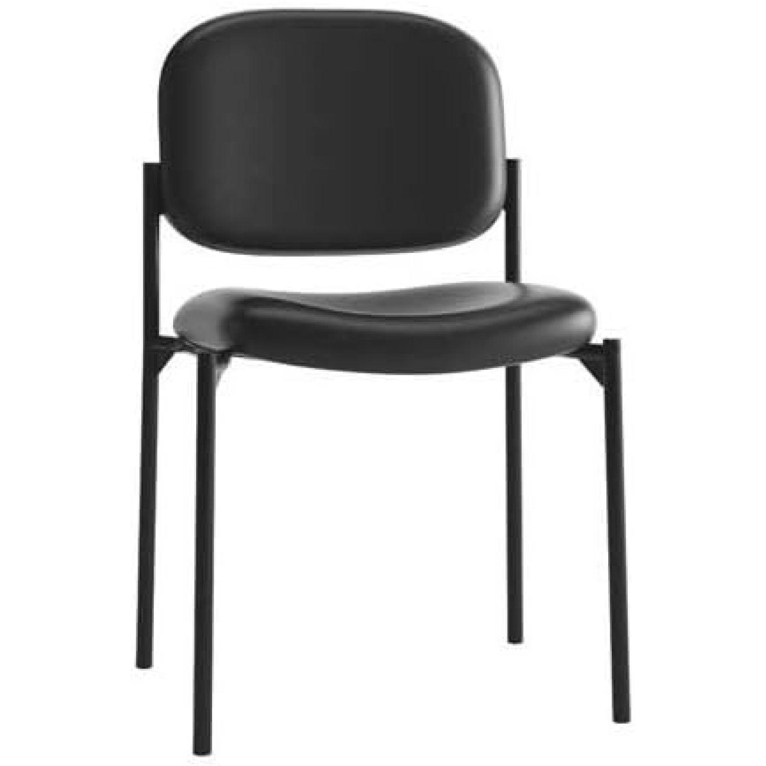 Black Armless Leather Reception Stacking Chair