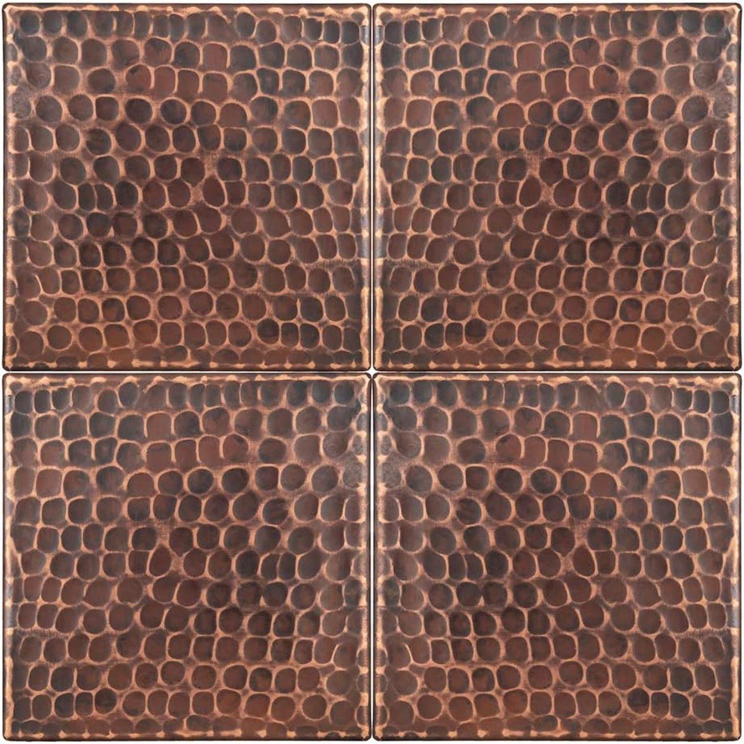 4" x 4" Hammered Copper Tile with Oil Rubbed Bronze Finish