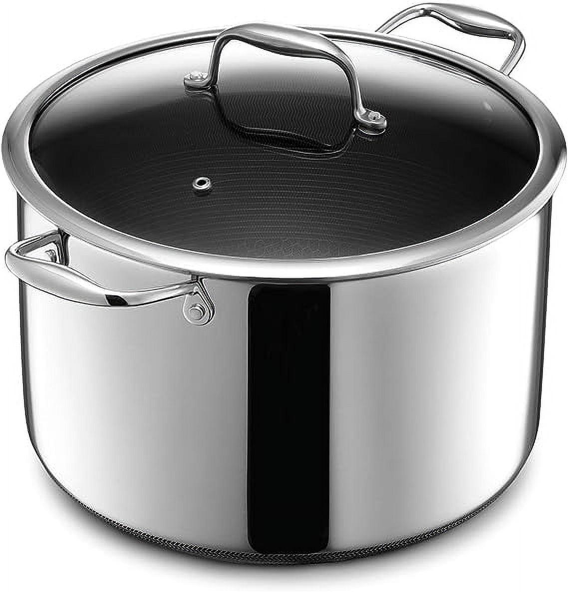HexClad 10 Quart Hybrid Stainless Steel Stock Pot with Glass Lid, Nonstick