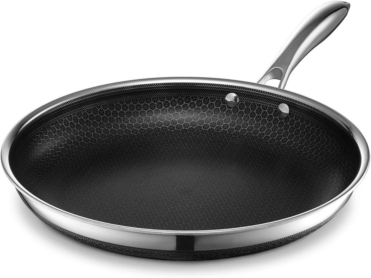 HexClad 12-Inch Stainless Steel Nonstick Frying Pan with Stay-Cool Handle