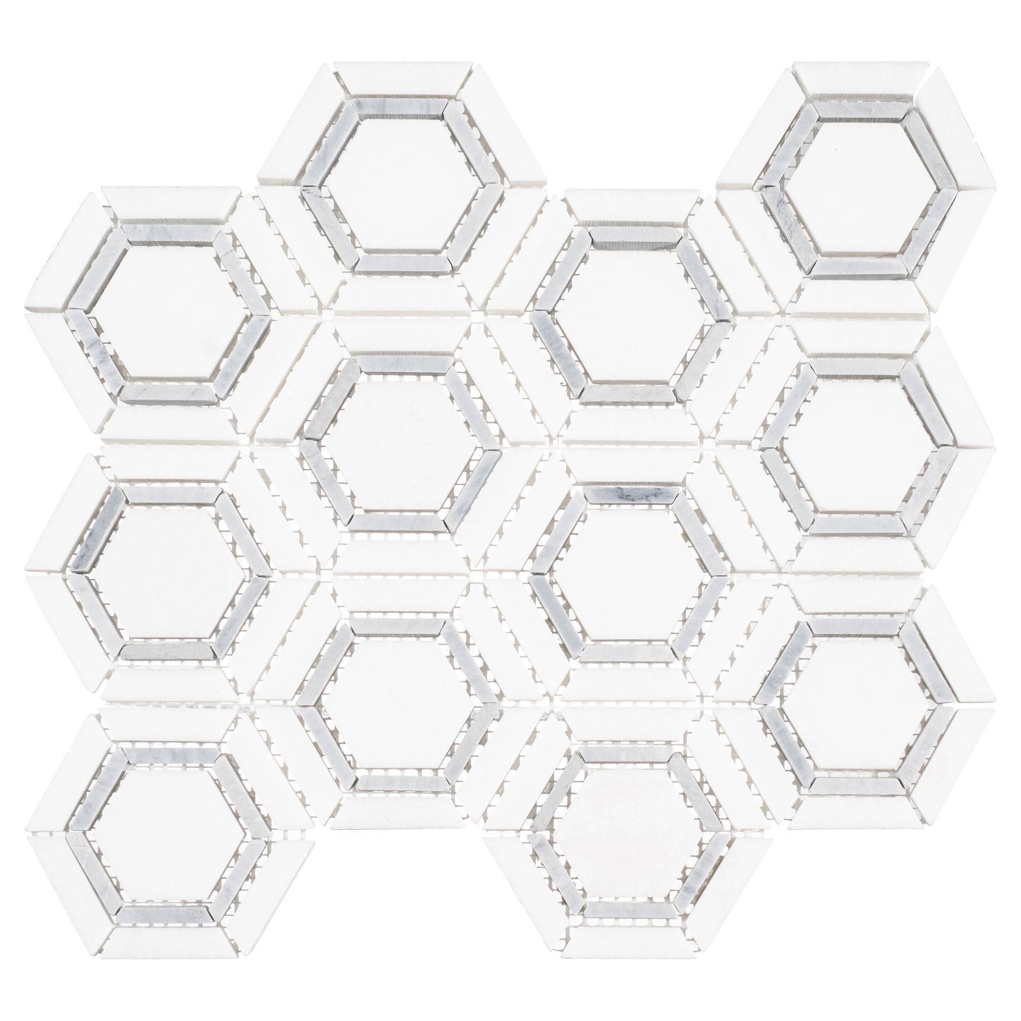 Hexaco Natural Stone Hexagon Mosaic Kitchen Backsplash, Bathroom, Shower, Pool, Wall and Floor Tile