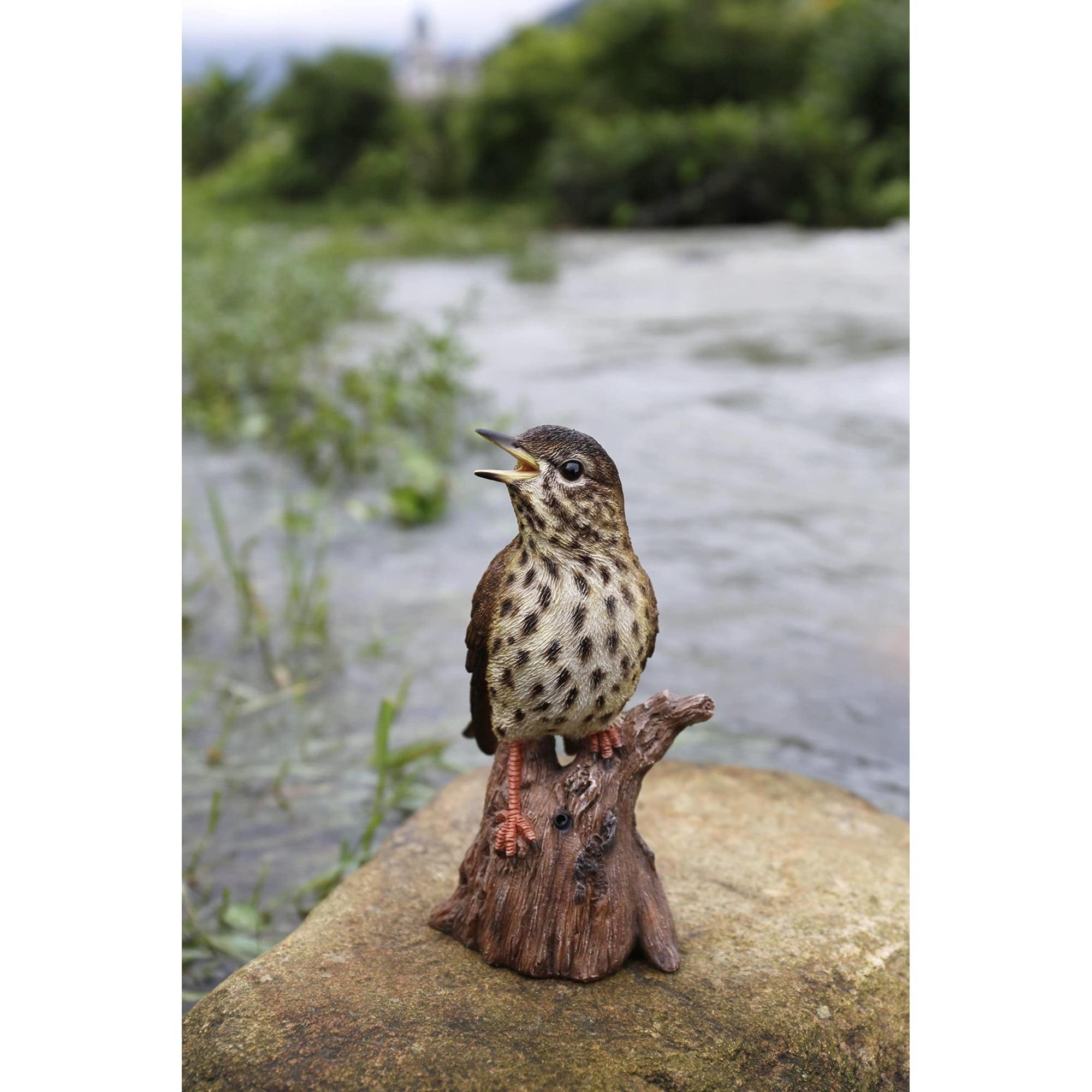Songbird Standing on Stump Statue