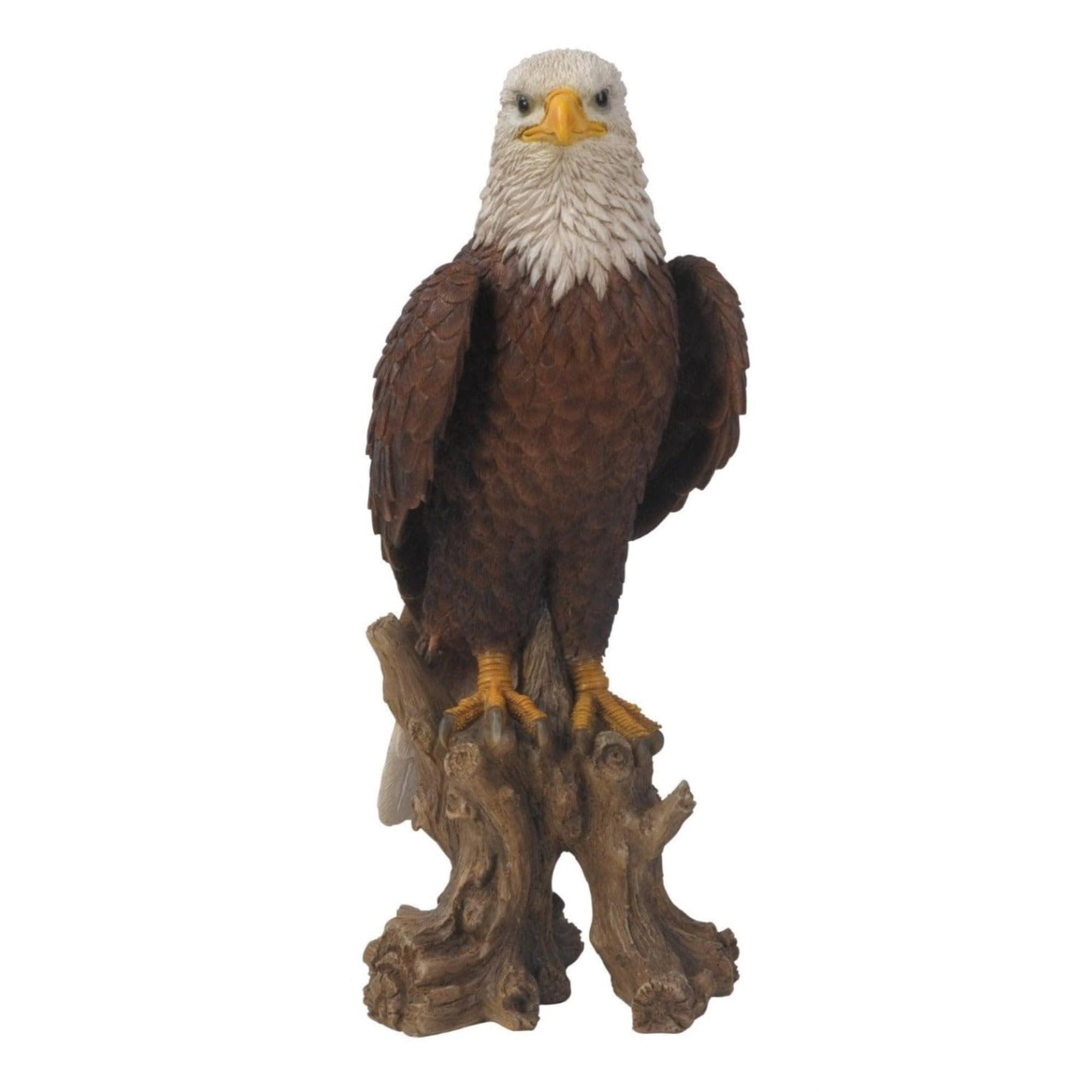 Hi-Line Gift Ltd 87700-L Large Bald Eagle On Stump Statue
