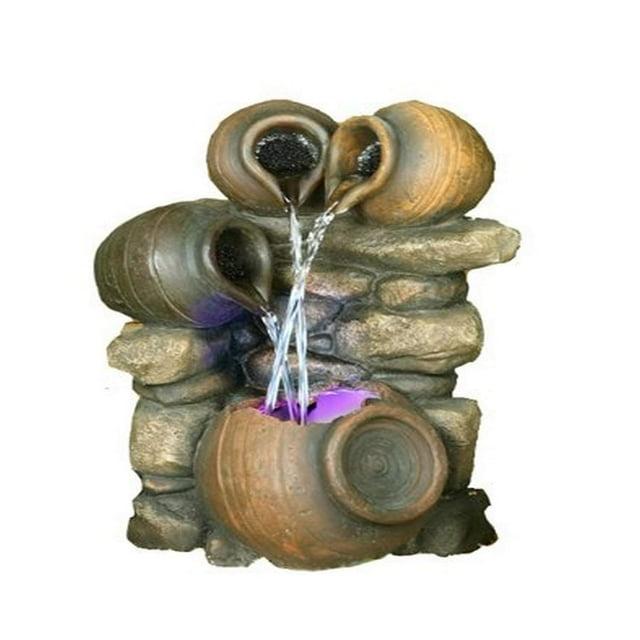 Hi-Line Gift Ltd. 3 Jugs Pour Into One With RGB LED Lights Fountain