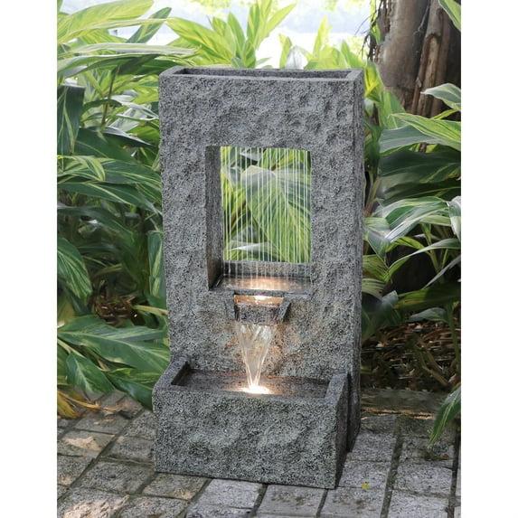Hi-Line Gift Ltd 79613-C 32" H Rectangular Waterfall Fountain W/Ww LEDs