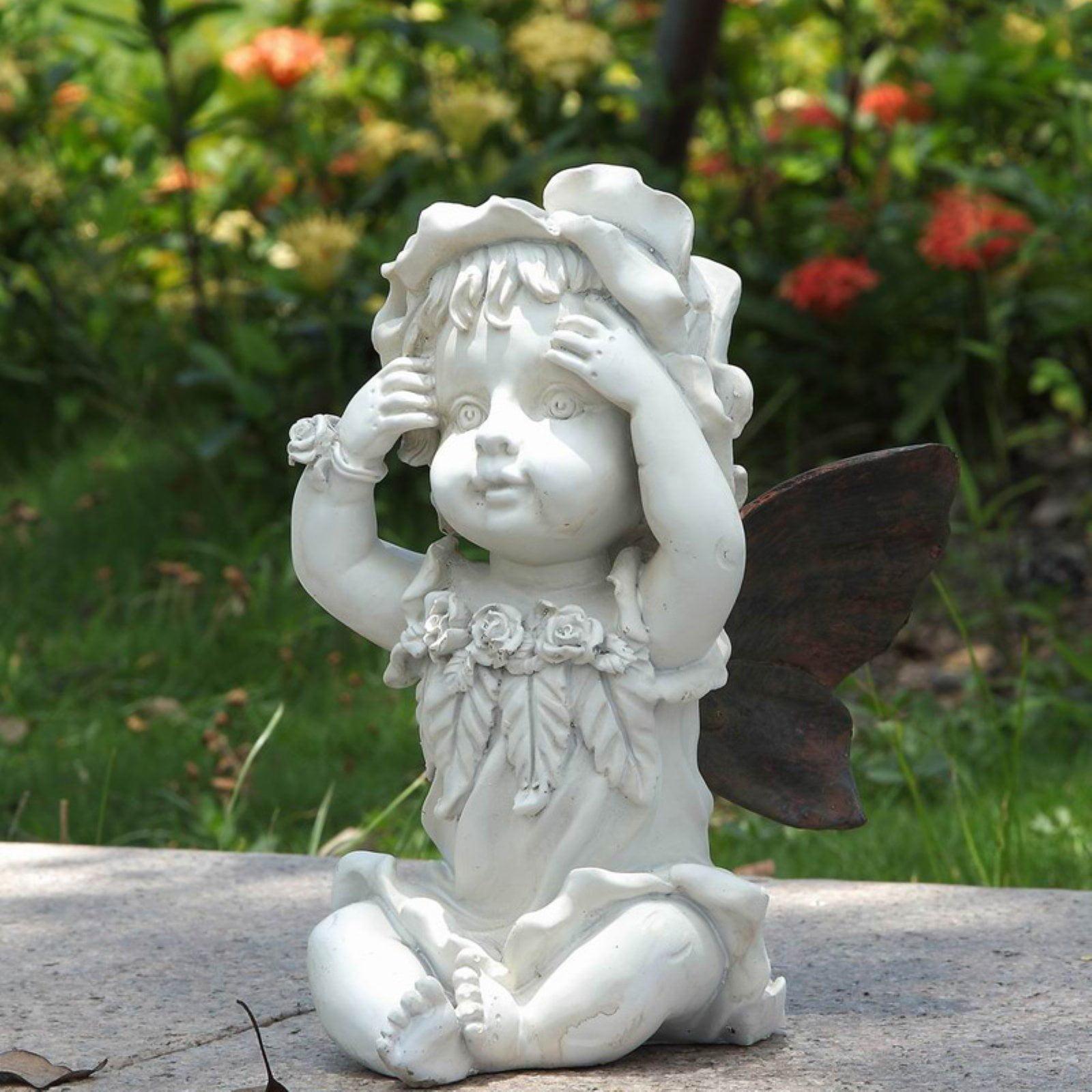 Baby Fairy with Hands on Face Statue