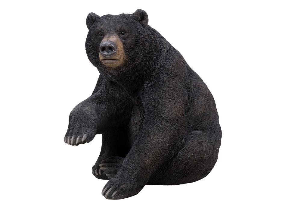 Hi-Line 27" Black Bear Sitting with Paw Up Polyresin Statue