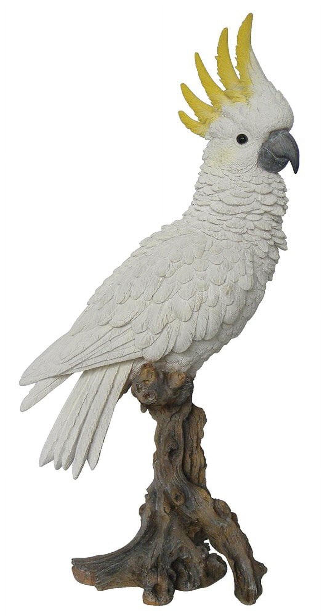 White and Yellow Polyresin Cockatoo on Branch Statue