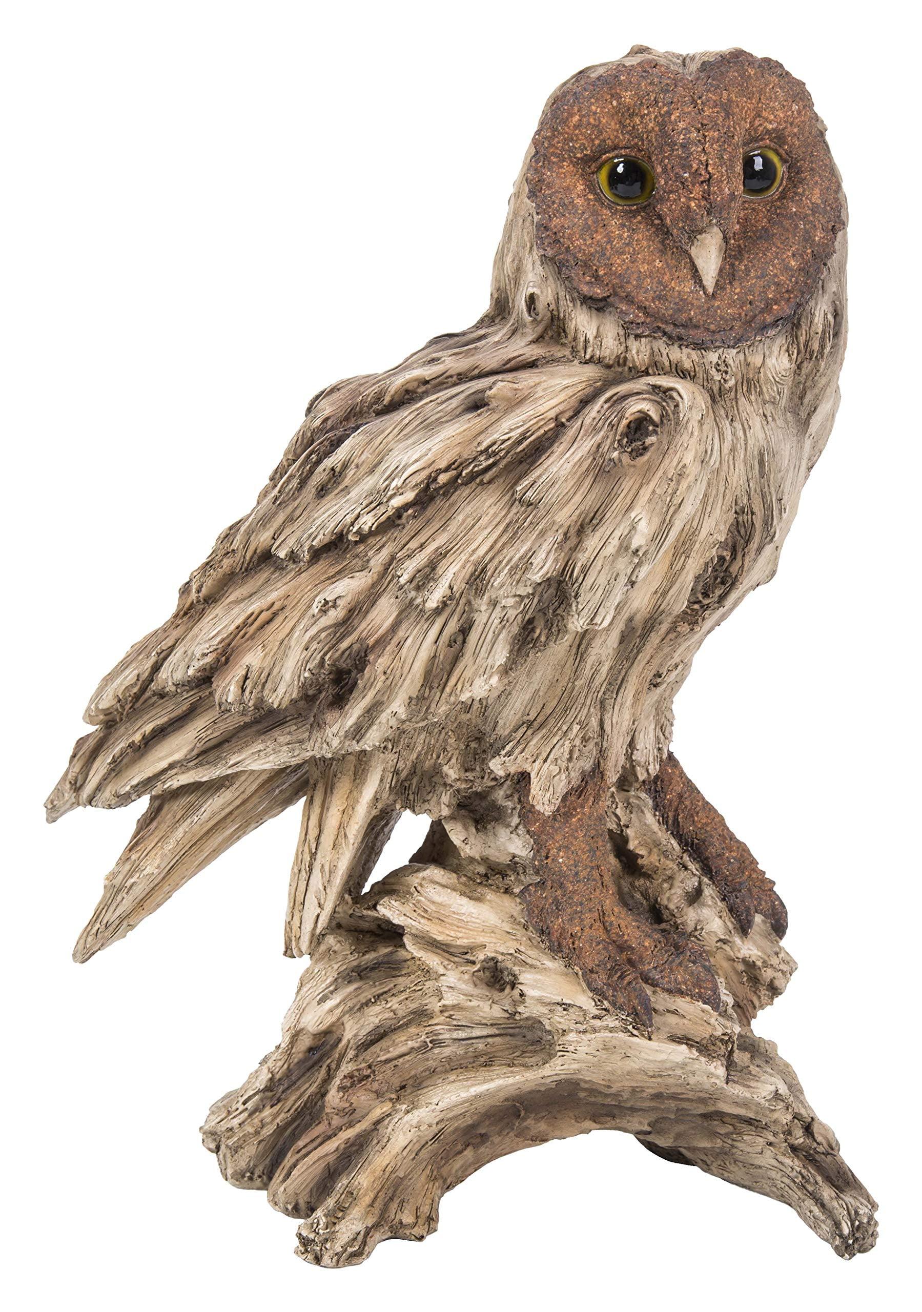 Rustic Driftwood Barn Owl Garden Statue