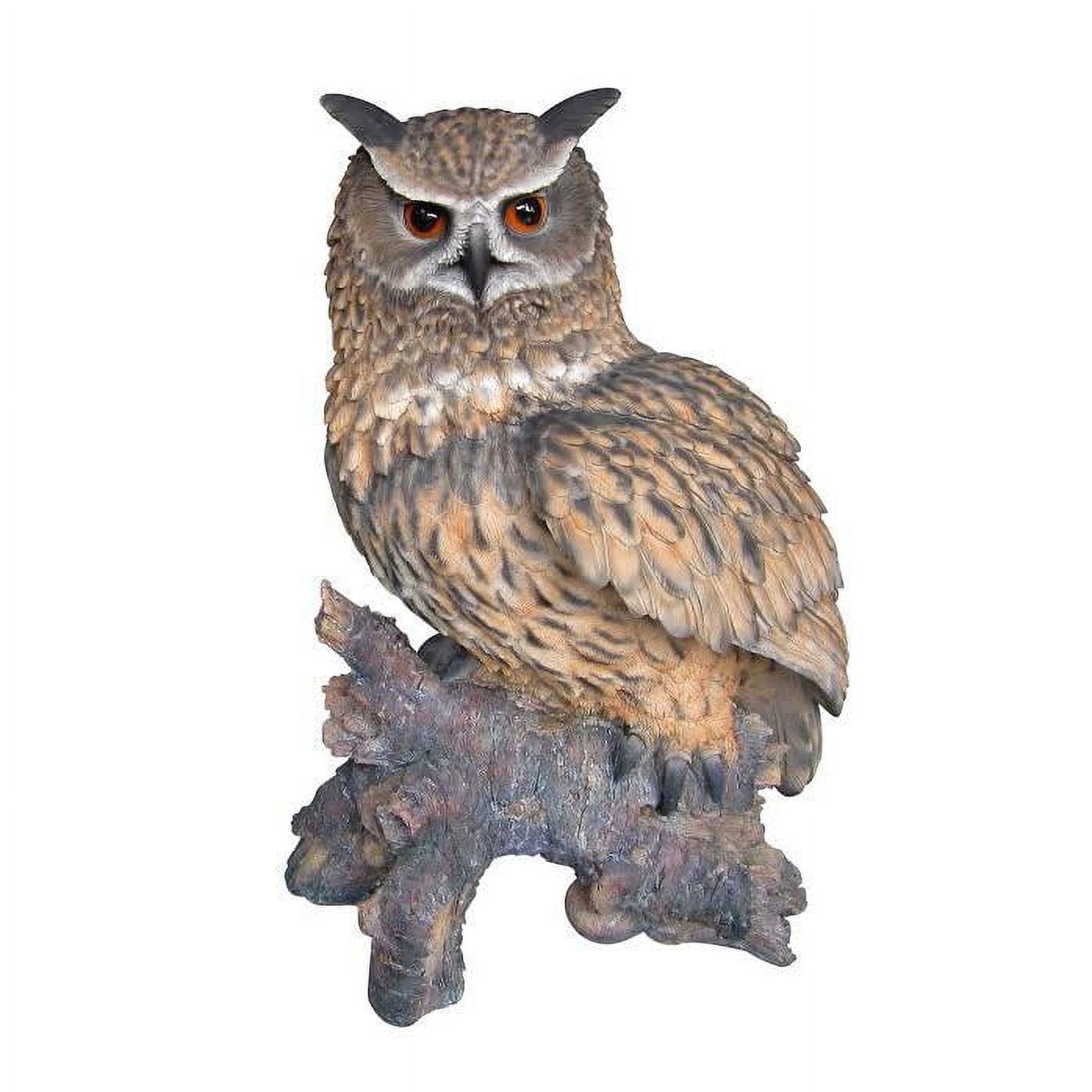 Lifelike Polyresin Eagle Owl on Stump Statue