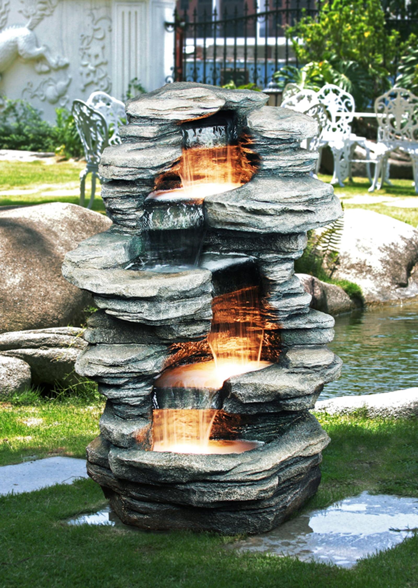 Natural Rock 4-Level Fountain with Halogen Light