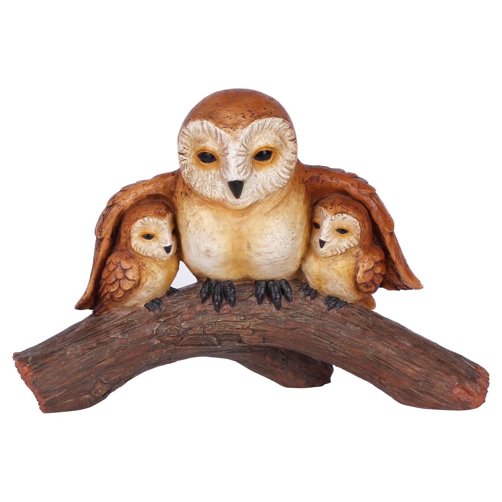 Polyresin Owl Family Figurine with Natural Finish