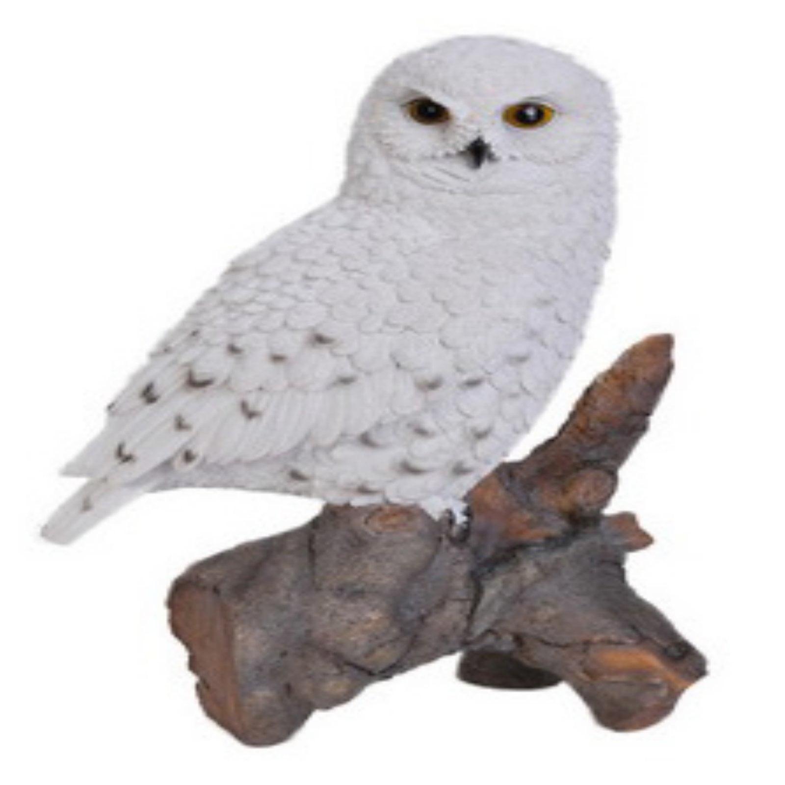 White Snowy Owl on Stump Polyresin Garden Statue